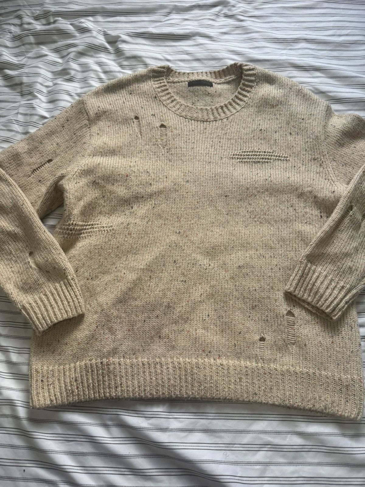 Zara Zara Tan Crewneck Sweater with Distressed Detailing Size US M / EU 48-50 / 2 - 5 Thumbnail