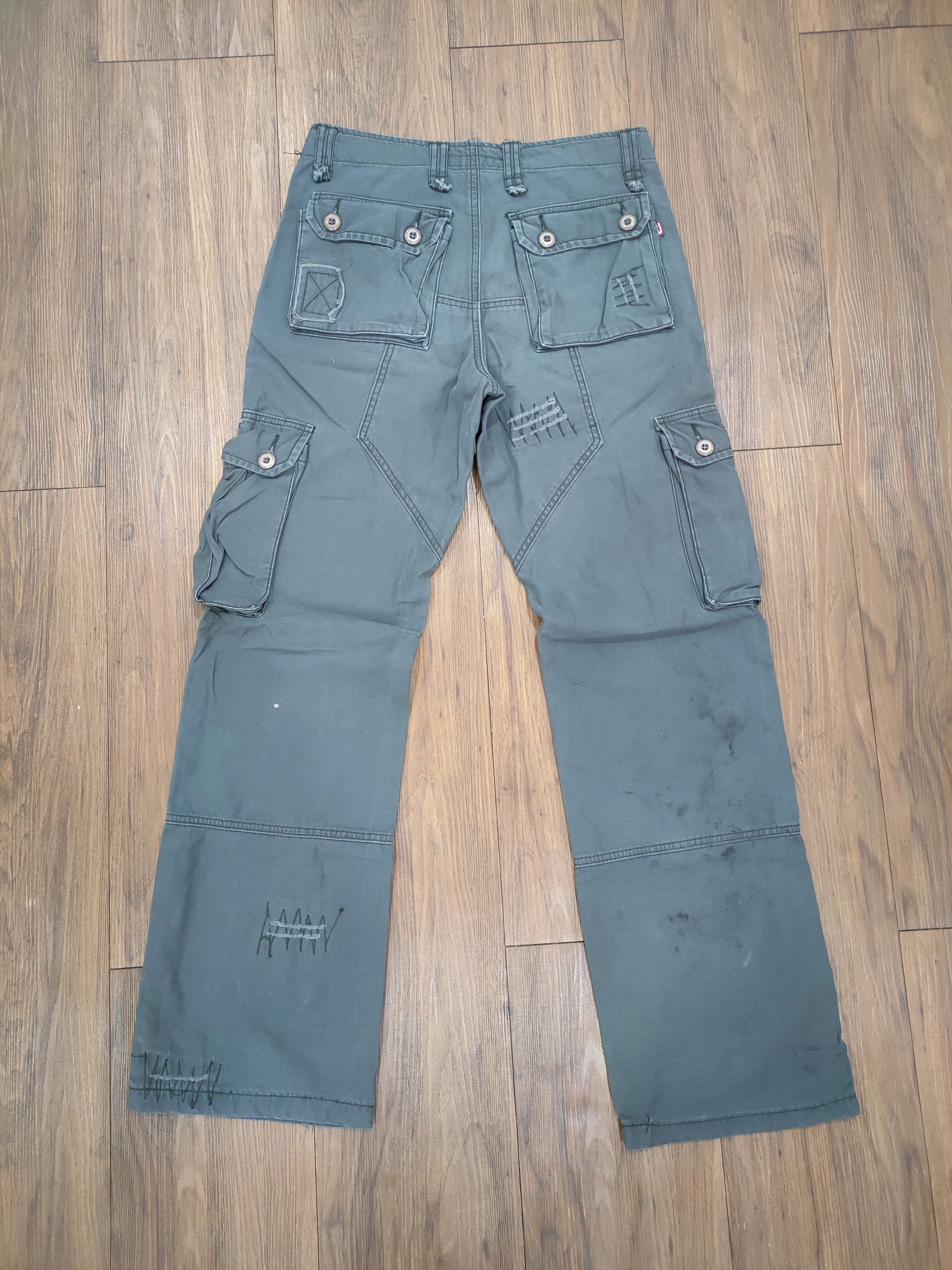 Japanese Brand PRODIGY BONDAGE FLARE CARGO PANTS Size US 30 / EU 46 - 6 Thumbnail