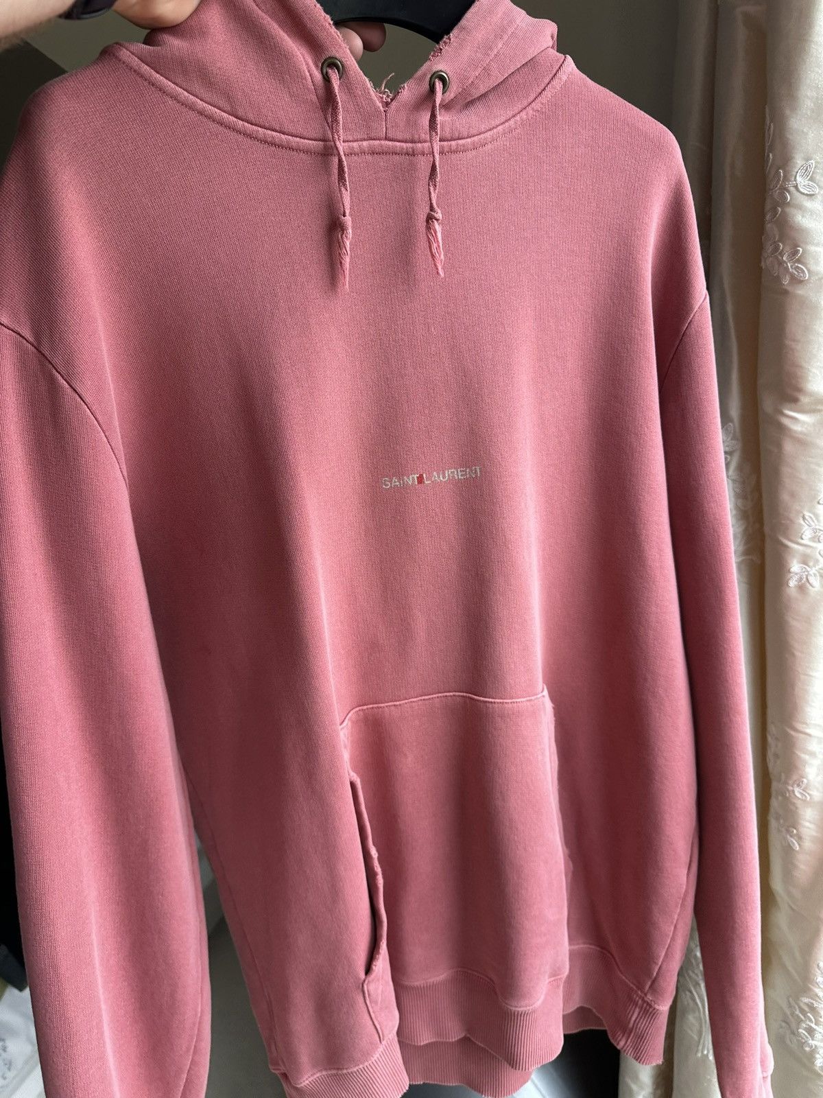 Saint Laurent Paris Saint Laurent Rive Gauche logo distressed hoodie $990 Size US XS / EU 42 / 0 - 18 Thumbnail