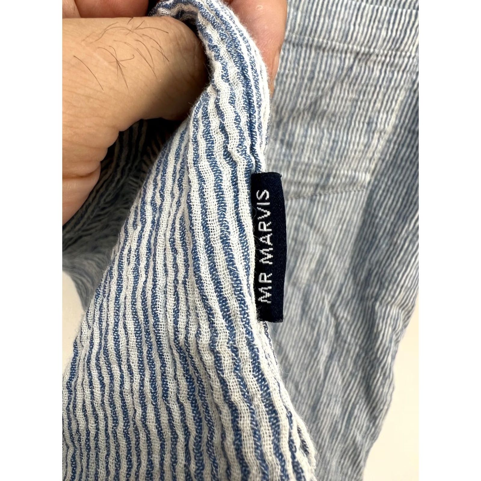 Vintage Mr. Marvis The Summer Shirt Men's Size M Button-Up Short Sleeve Portugal White Blue Size US M / EU 48-50 / 2 - 4 Thumbnail