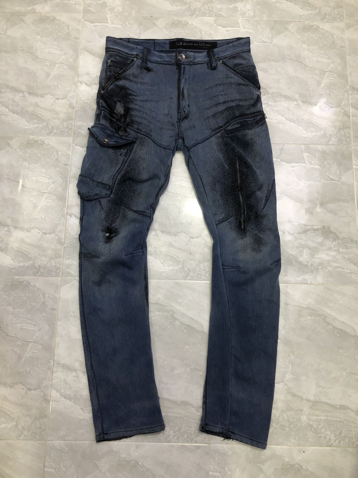 Japanese Brand Fieldcore Japan Work Denim Distressed Art Pants Size US 33 - 1 Thumbnail