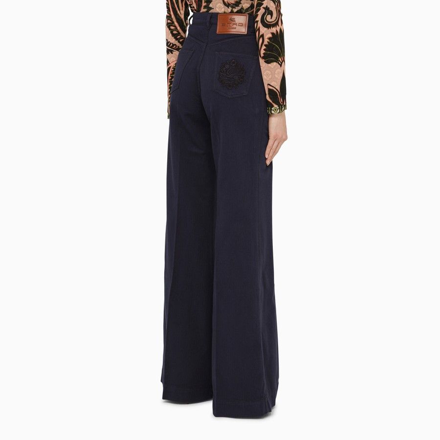 Etro o1d2blof0824 Denim Flared Trousers in Dark Blue Size 27" / US 4 / IT 40 - 4 Thumbnail