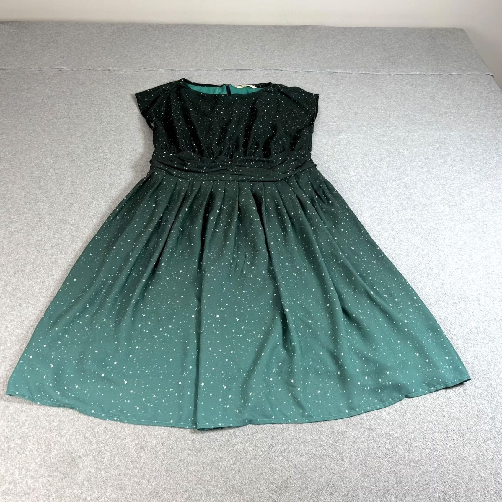 Vintage Wayward Fancies Dress Women XL Green Star Ombre Fit Flare Midi Pockets Celestial Size XXL / US 16-18 / IT 52-54 - 2 Thumbnail