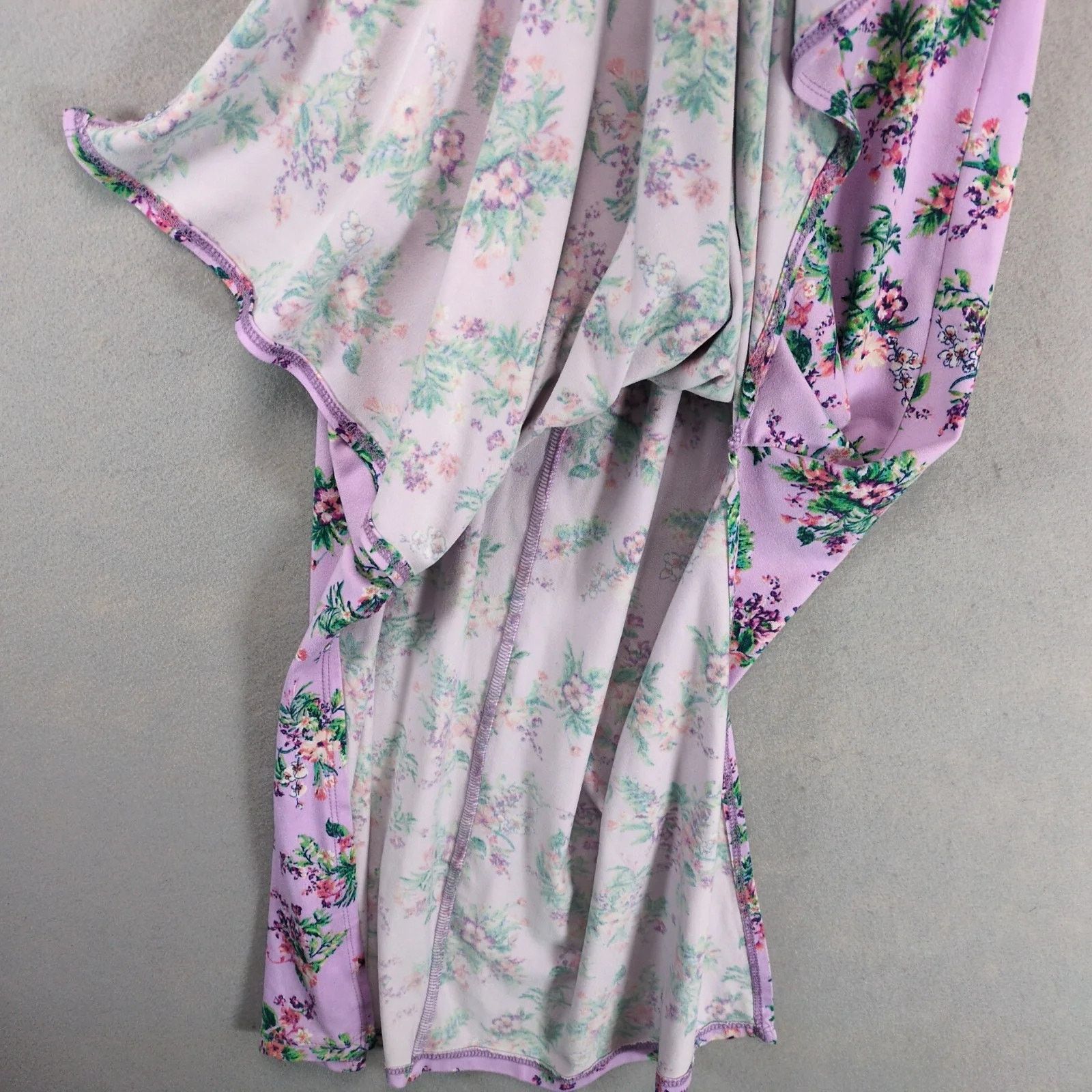 Other Love, Alexa Purple Floral Midi Dress XL Stretch Puff Sleeve Size XL / US 12-14 / IT 48-50 - 8 Thumbnail