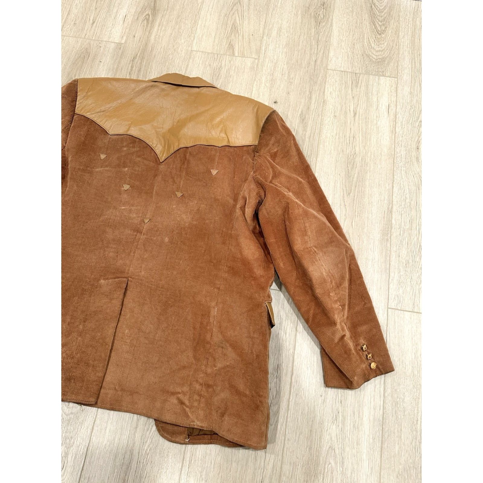 Vintage VTG Pioneer Wear Brown Corduroy Leather Cowboy Blazer Jacket Rockabilly Sz 48 Jacket Mens Western Camouflage? Size 48R - 5 Thumbnail