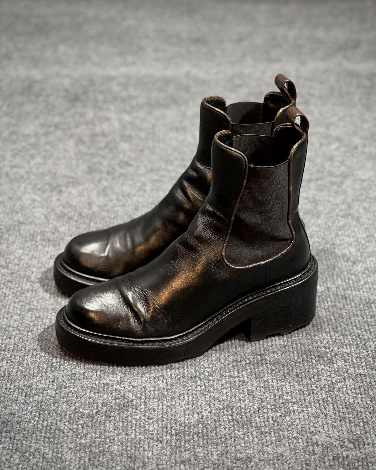 Louis Vuitton Louis Vuitton Black Leather Monogram Chelsea Boot Size US 8.5 / IT 38.5 - 1 Thumbnail