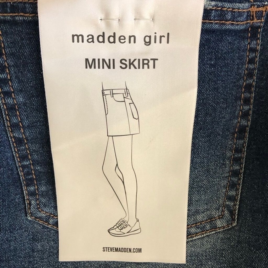 Madden NYC NWT Madden Girl Mini Skirt Raw Hemline Cotton Denim Blue L Size 34" / US 12 / IT 48 - 10 Thumbnail