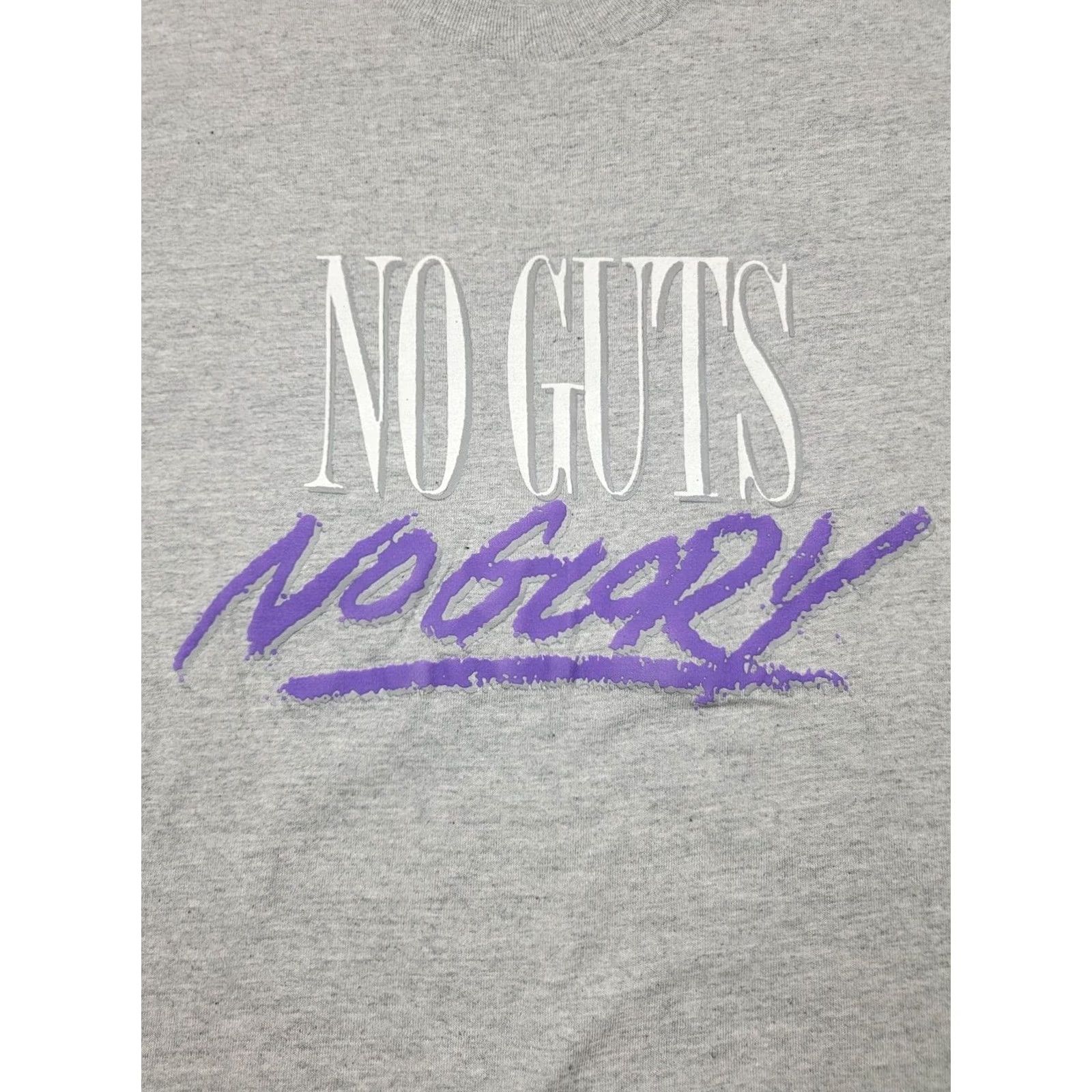 Fruit Of The Loom Fruit of the Loom No Guts No Glory Shirt Gray Adult Large Vintage Y2K Puff Print Mens Shirt Size US L / EU 52-54 / 3 - 2 Thumbnail