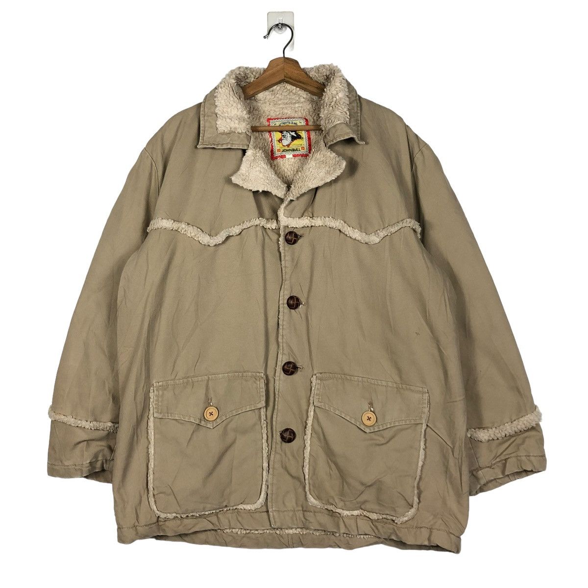 Johnbull 🔥VINTAGE BIKER SHEARLING JACKET DOUBLE COLLAR JOHN BULL Size US M / EU 48-50 / 2 - 3 Thumbnail
