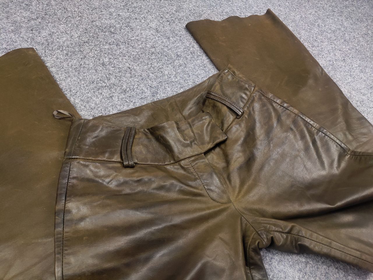 If Six Was Nine Leonardo Vintage Dark Green Faded Leather Flared Pants Y2K Size 36" / US 14 / IT 50 - 13 Thumbnail