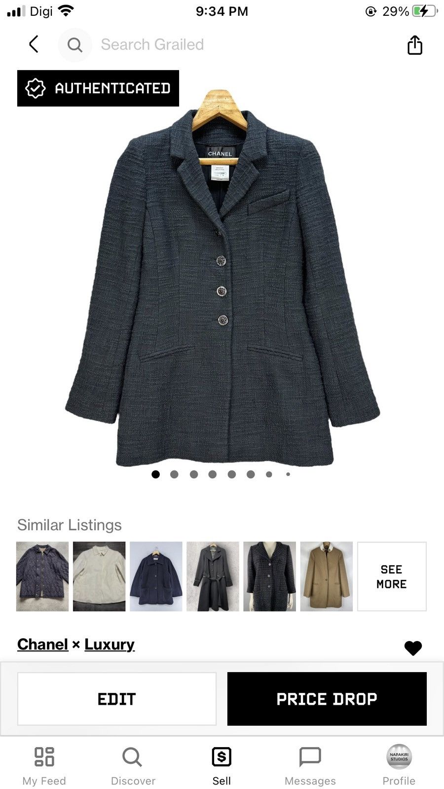 Chanel CHANEL Gray Tweed Jacket #A18-0426 Size S / US 4 / IT 40 - 17 Thumbnail