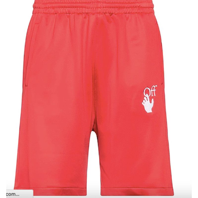 image of Off White Off-White Hand Logo Shorts Red M, Men's (Size 34)