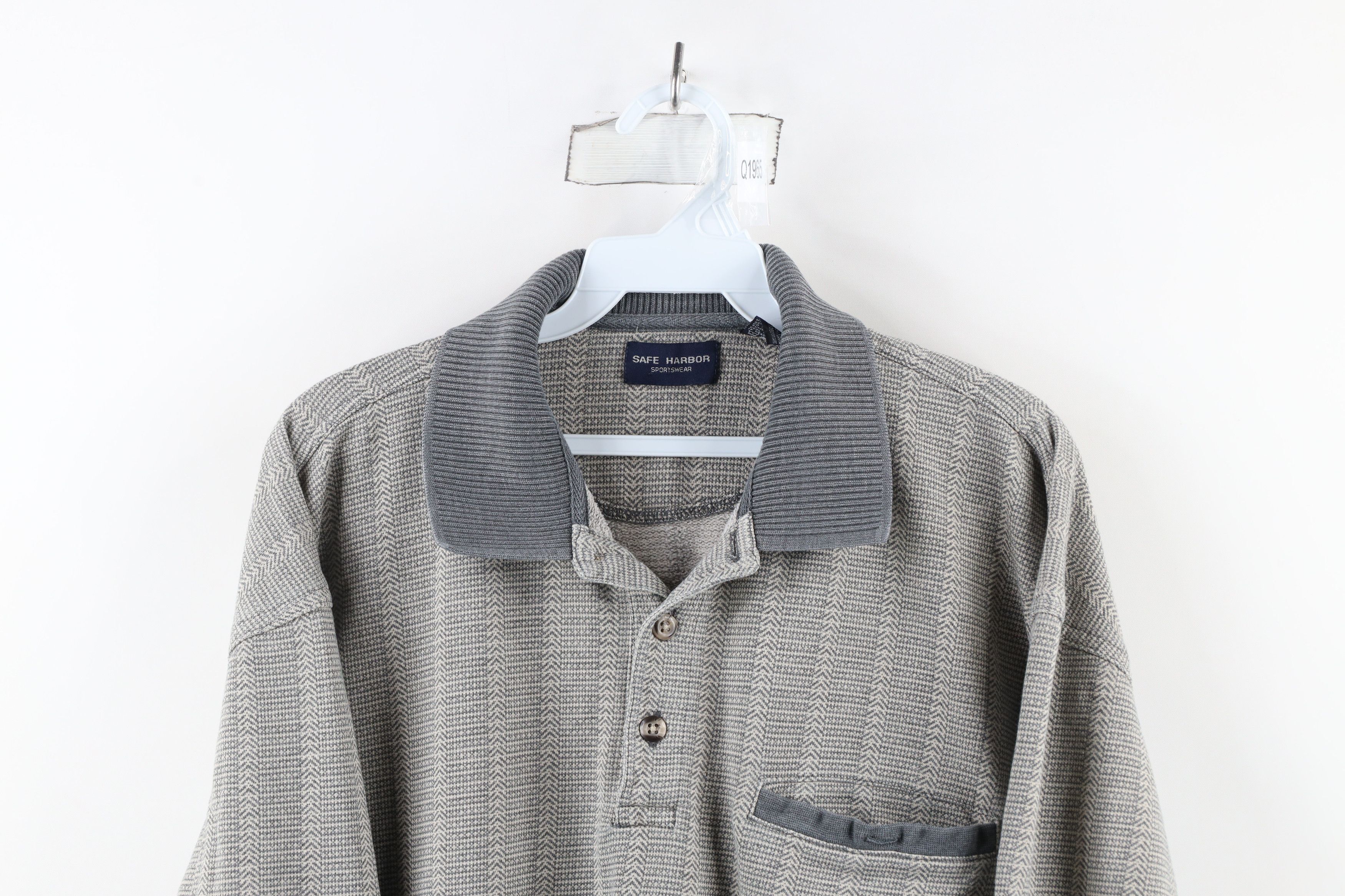 Vintage Vintage 90s Streetwear Faded Geometric Long Sleeve Polo Size US L / EU 52-54 / 3 - 2 Thumbnail