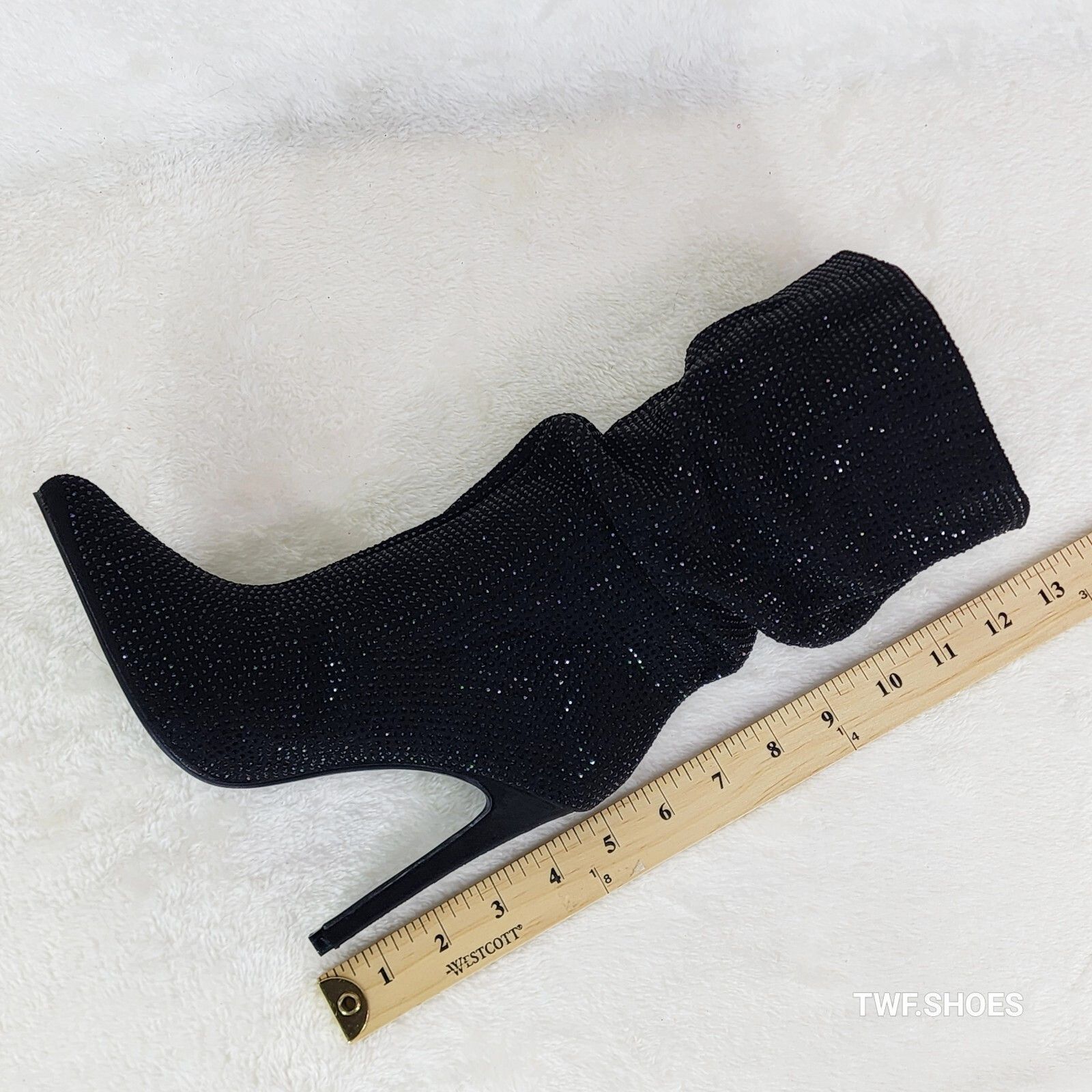 Other Resolve Sparkling Black Rhinestone High Heel Slouch Calf Boo Size US 7 / IT 37 - 6 Thumbnail