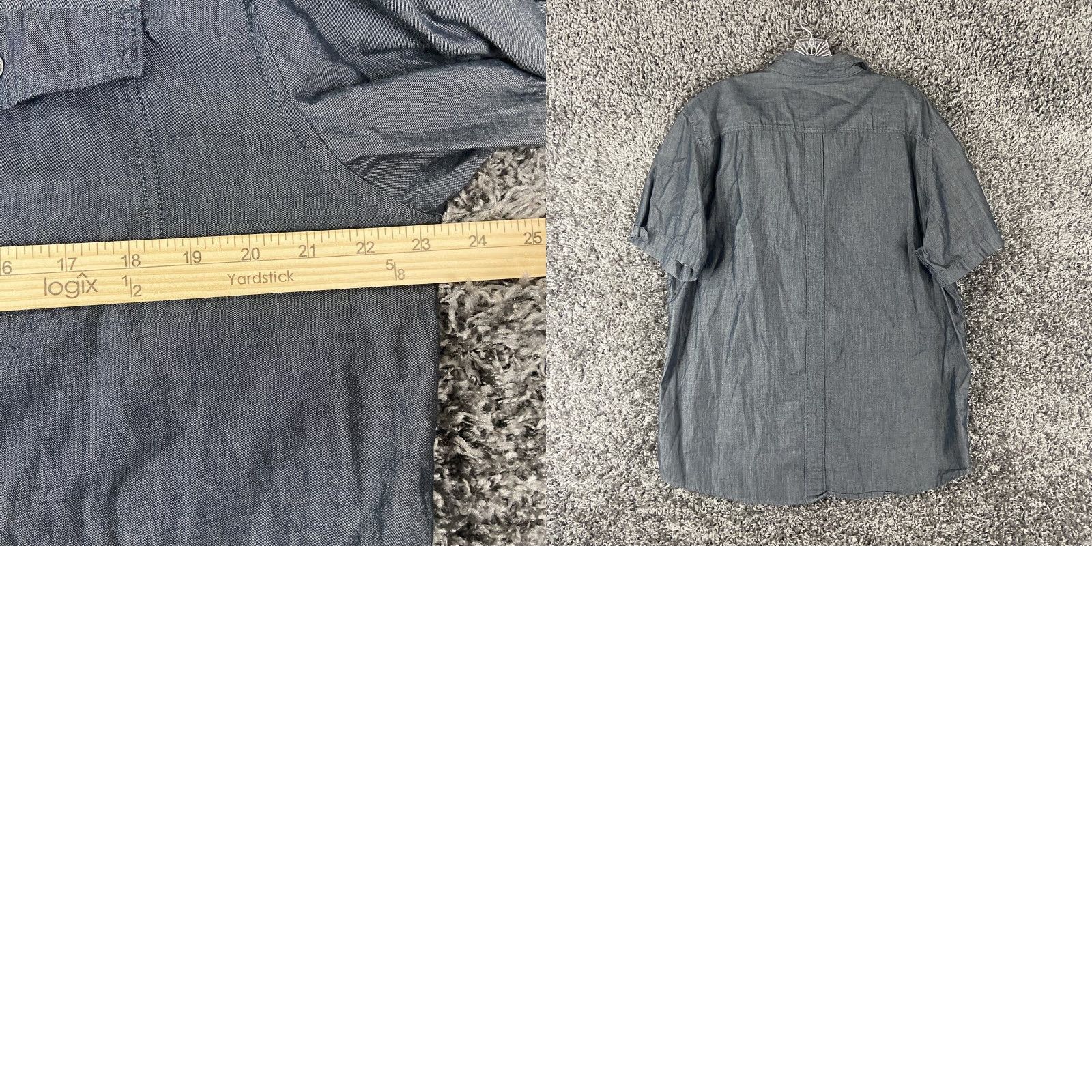 Calvin Klein Calvin Klein Button-Up Shirt Gray Short Sleeve Men XL Classic Fit Size US 36 / EU 52 - 8 Thumbnail