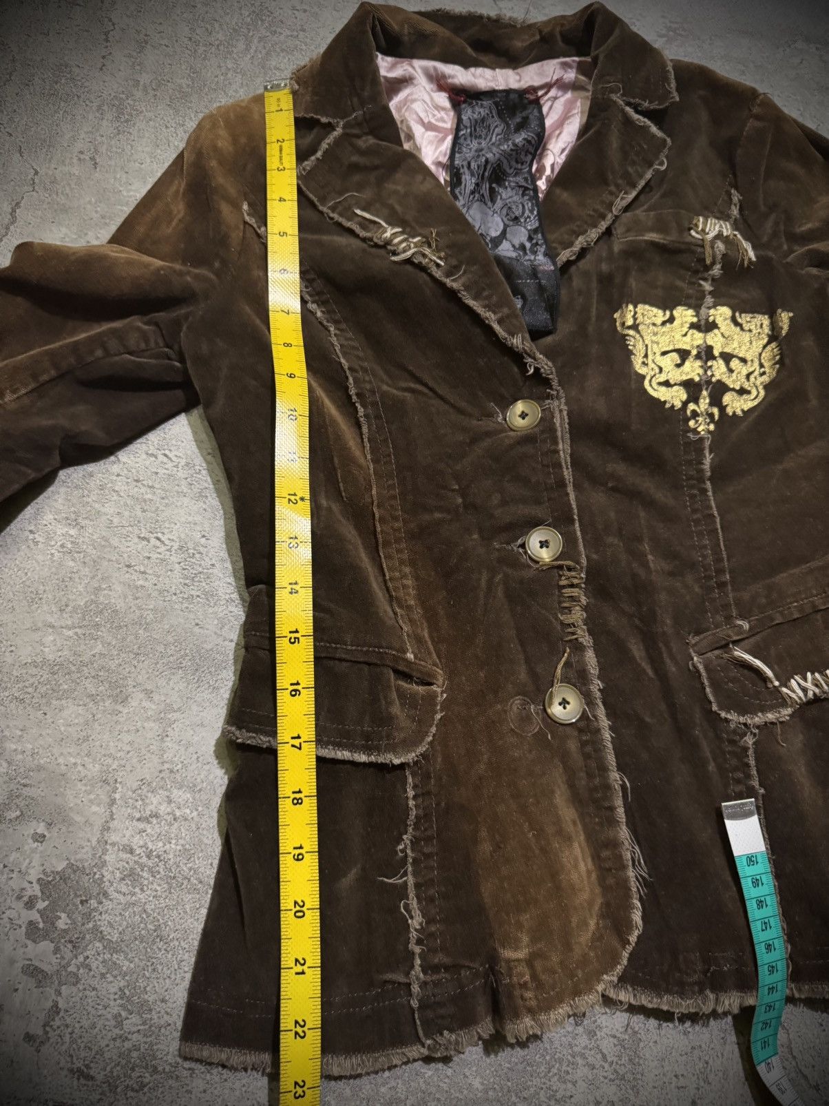Hysteric Glamour Miss me Skull Brown Gold Foil Ifsixwasnine Velvet Blazer Size S / US 4 / IT 40 - 12 Thumbnail