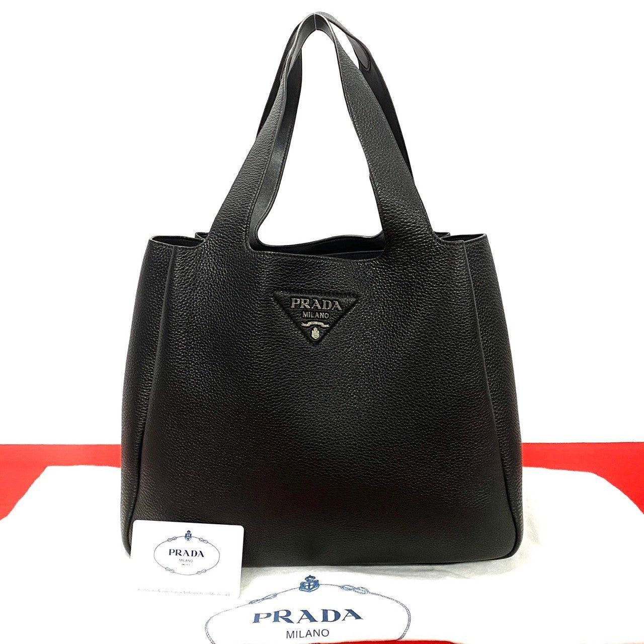Prada Prada Tote Bag Black Leather Size ONE SIZE - 1 Thumbnail