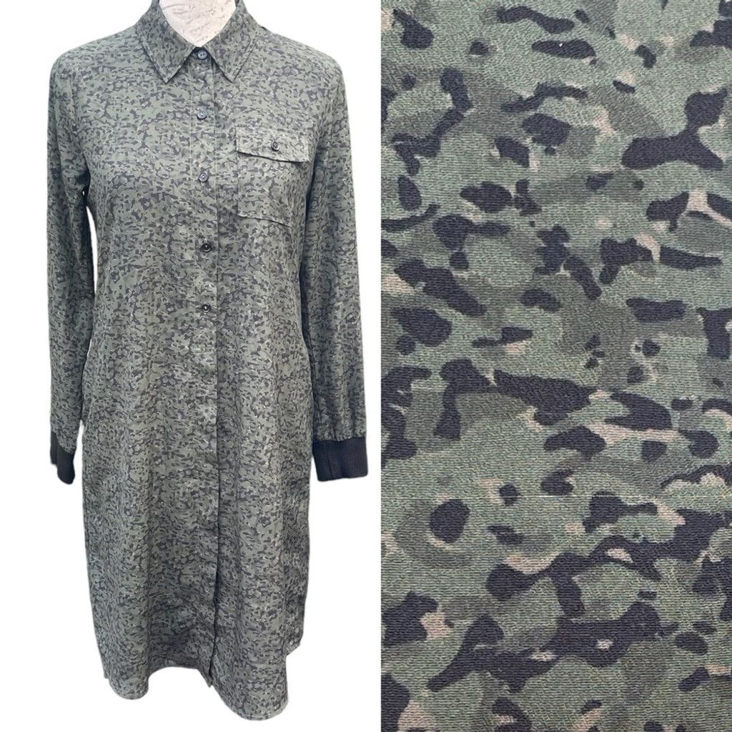 Other ECRU Ronan Shirtdress, Green Camo, long sleeves Sz XS Size XS / US 0-2 / IT 36-38 - 3 Thumbnail