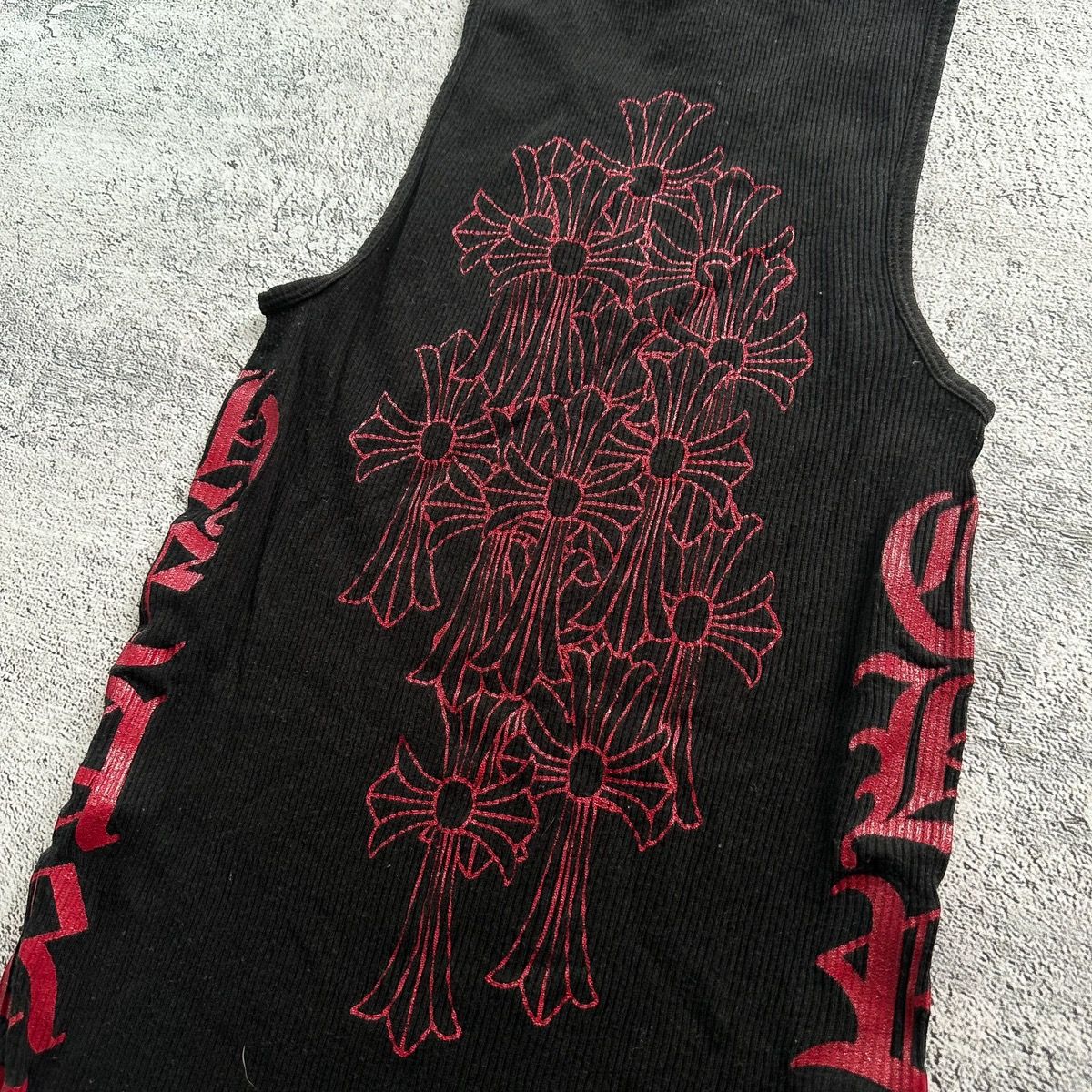 Pre-owned Chrome Hearts X Vintage Chrome Hearts Cemetery Ribbed Tanktop In Faded Black
