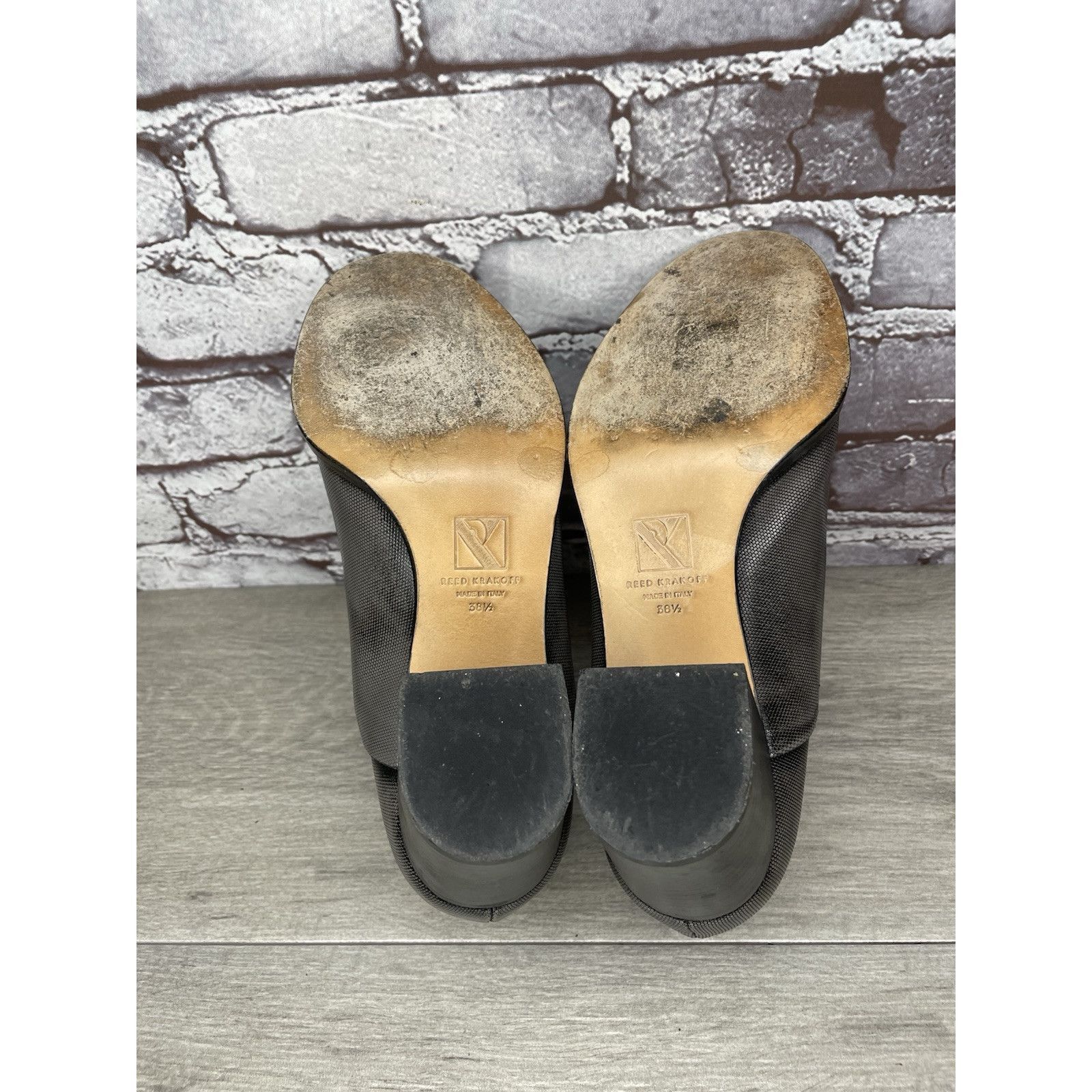 Other REED KRAKOFF Metal Gray Leather Slip On Loafer Heel Shoes Wo Size US 8 / IT 38 - 24 Thumbnail