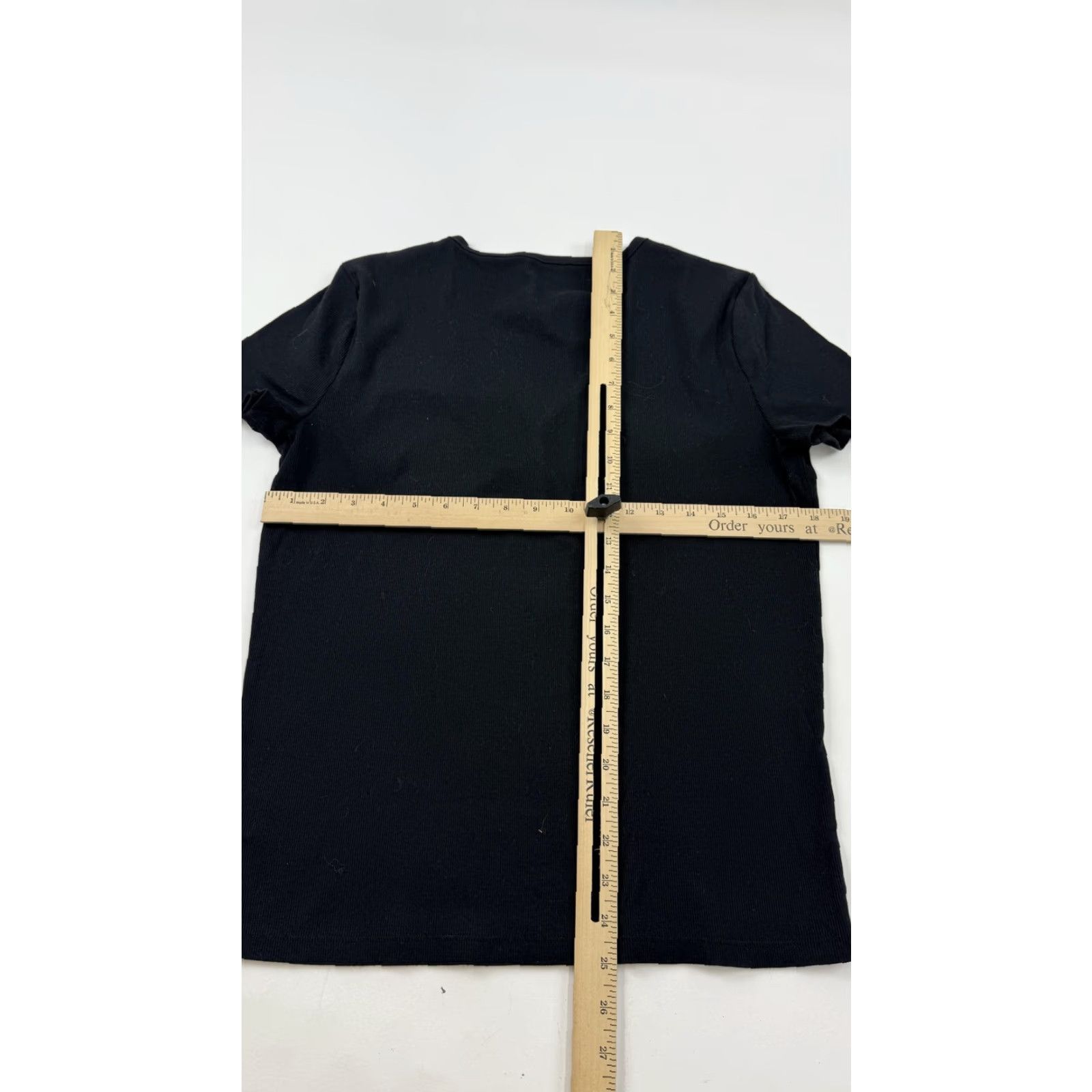 Gap Gap Shirt Womens Large Black Ribbed Short Sleeve Henley Tee Top Stretch Knit Size L / US 10 / IT 46 - 5 Thumbnail