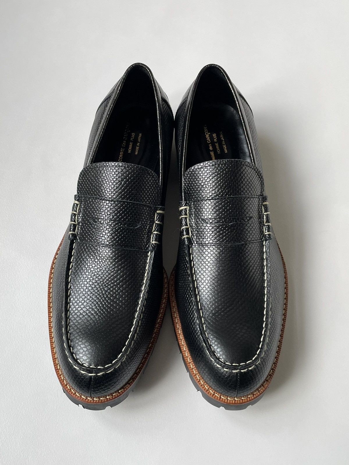 Comme des Garcons Commando Sole Textured Leather Loafers Size US 12 / EU 45 - 7 Thumbnail