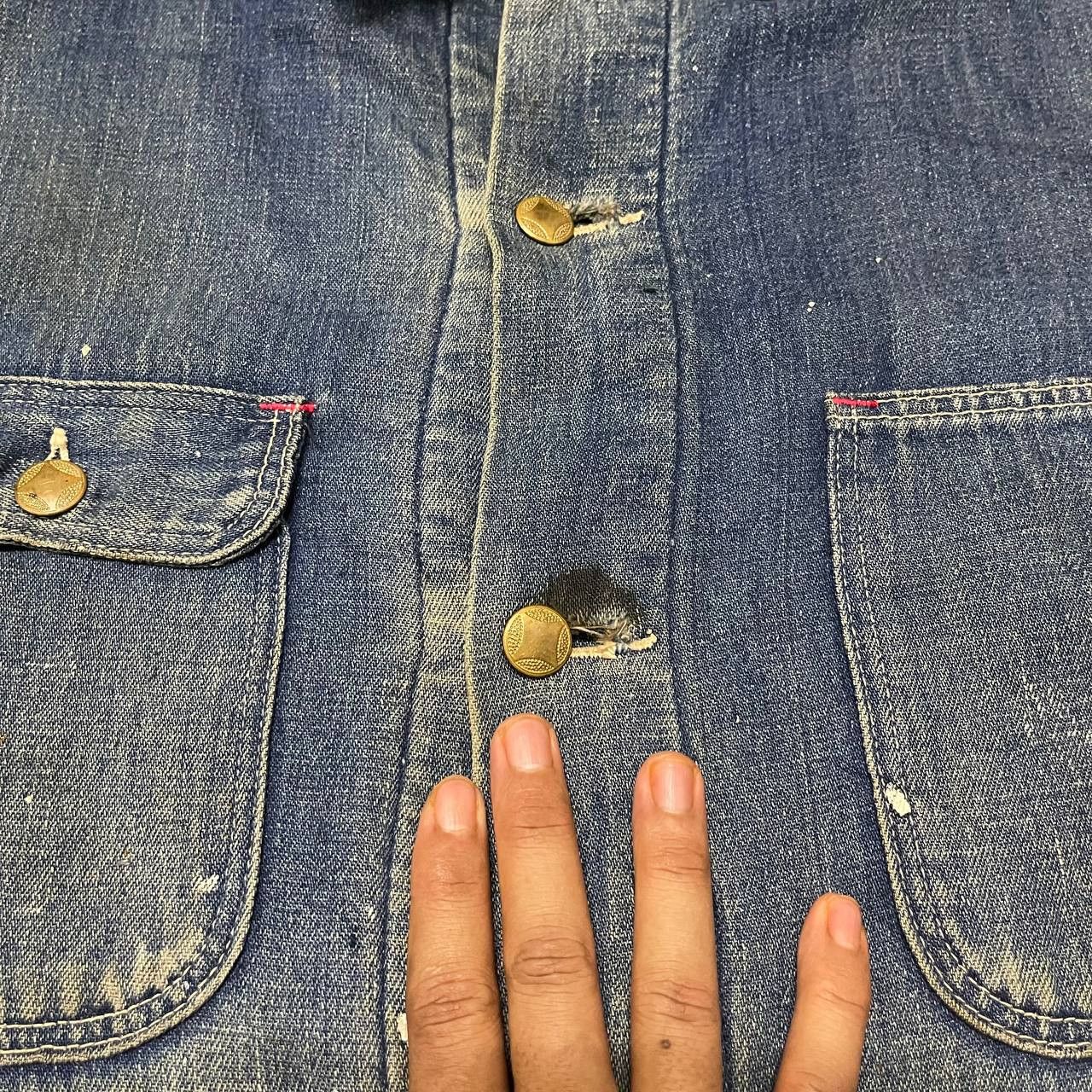 Sears Vintage 50's Sears Troy Blanket Denim Thrashed Jacket Paint Size US L / EU 52-54 / 3 - 9 Thumbnail