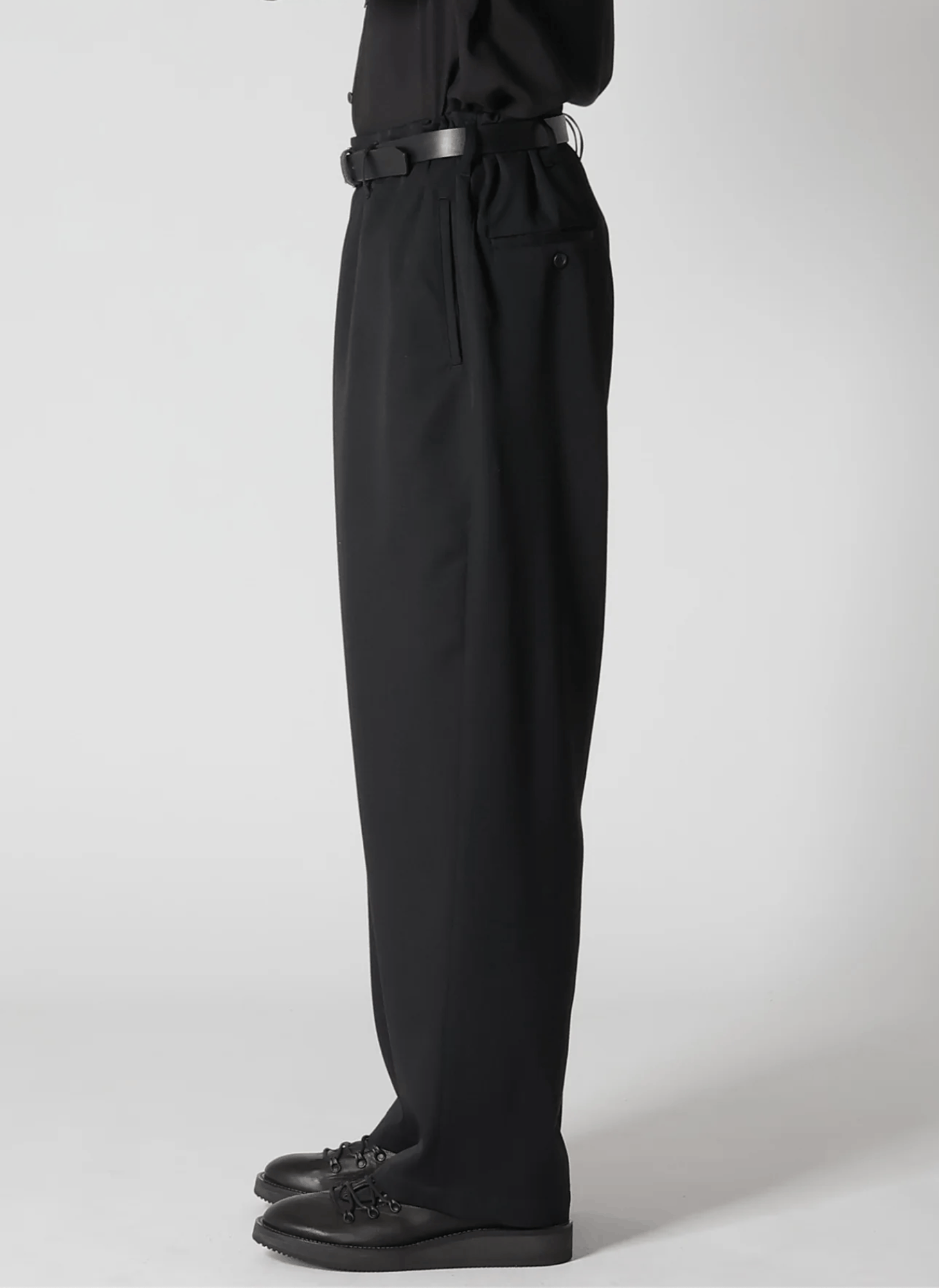 Yohji Yamamoto Yohji Yamamoto Pour Homme - WOOL GABARDINE SIDE TUCK PANTS Size US 32 / EU 48 - 4 Thumbnail