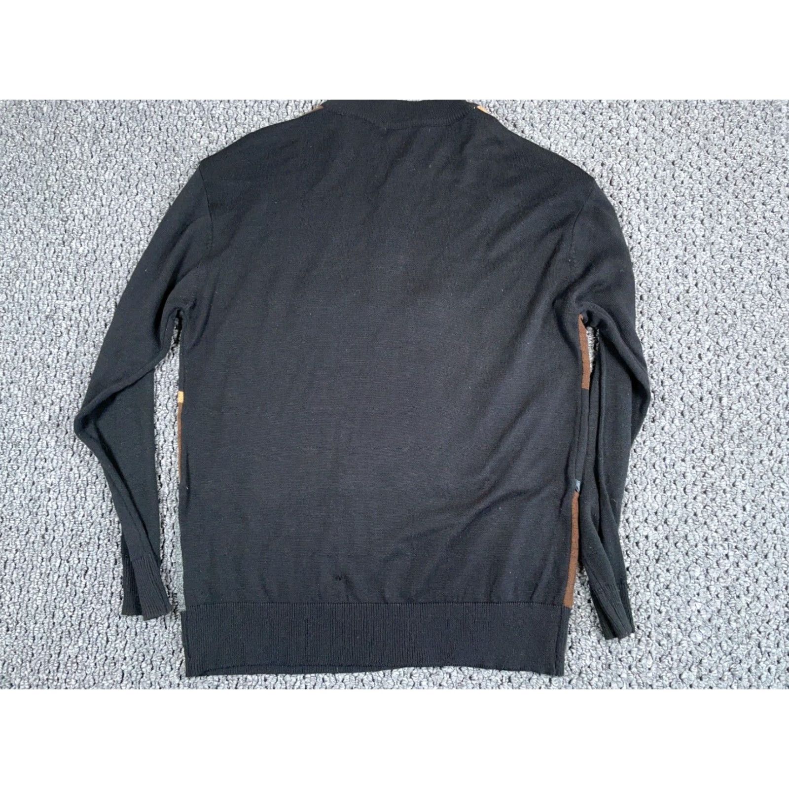 Vintage VINTAGE Trust Sweater Adult Large Brown Black Geometric Pattern Knit 1/4 Zip Faux Leather Trim Pullover 90s Mens Size US L / EU 52-54 / 3 - 2 Thumbnail