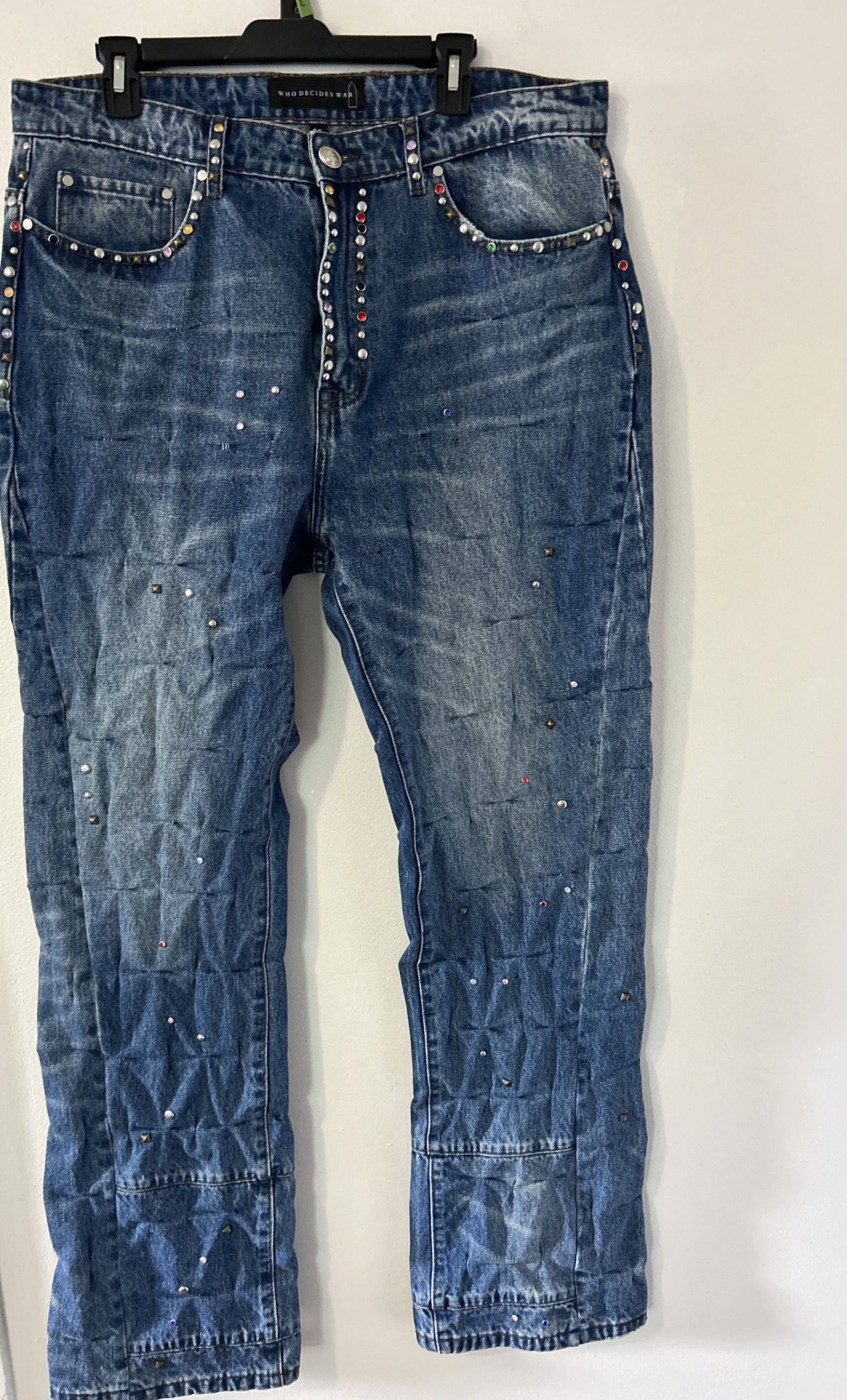 Who Decides War Who Decides War Quilted Studded Denim Jeans Size US 36 / EU 52 - 1 Thumbnail