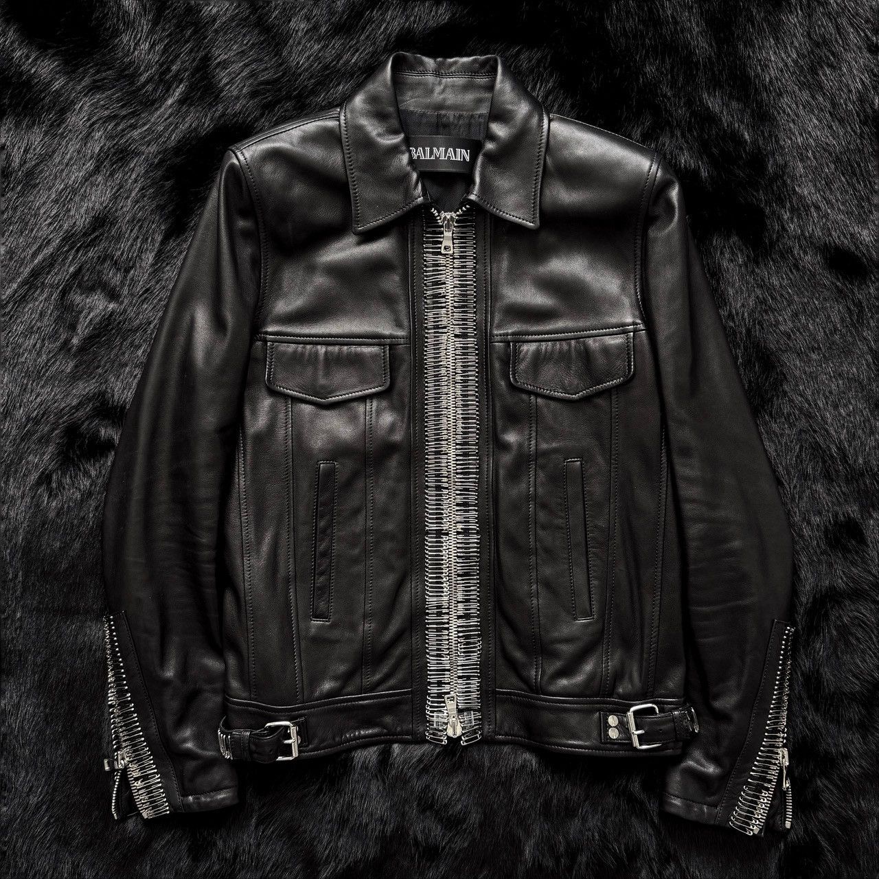 Balmain SS11 Balmain By Decarnin Safety Pin Leather Jacket | Grailed