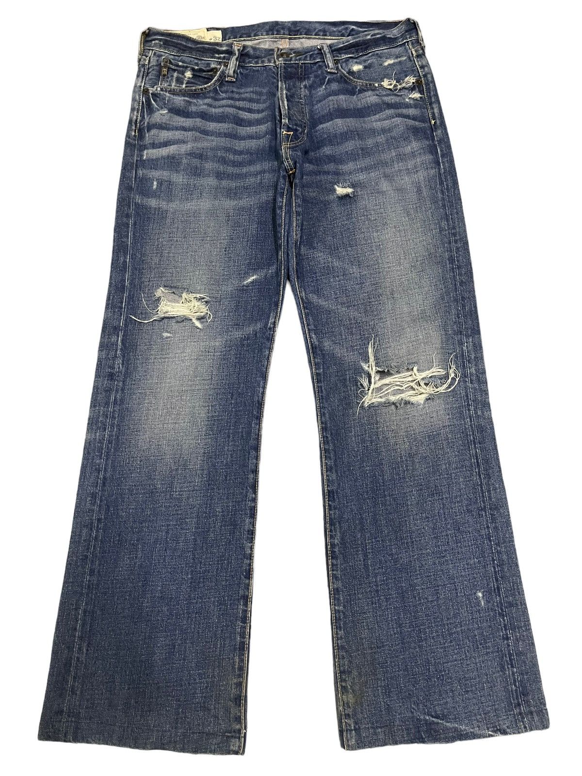 image of Abercrombie Fitch x Distressed Denim Vintage Abercrombie & Fitch Distressed Baggy Jeans in Blue (Si