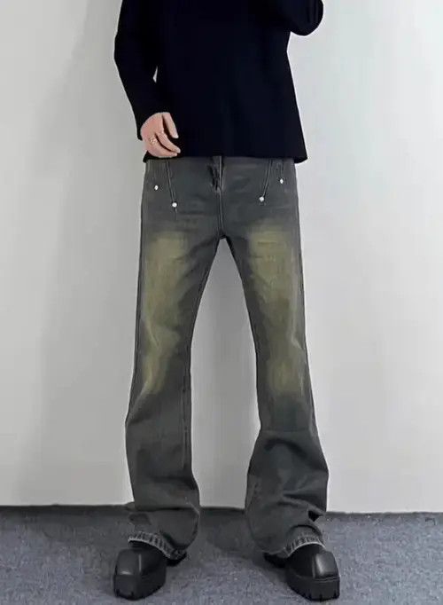 Japanese Brand × Jean Vintage distressed studded wide-leg jeans Size US 32 / EU 48 - 3 Thumbnail