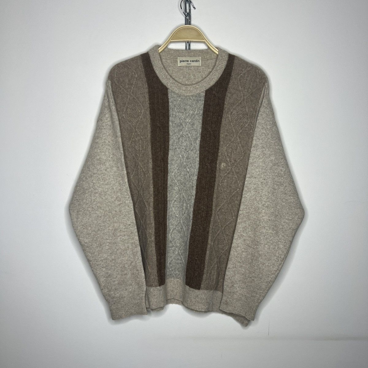 Pierre Cardin × Vintage Vintage 90s Pierre Cardin Cable jumper old money sweater Size US L / EU 52-54 / 3 - 1 Thumbnail