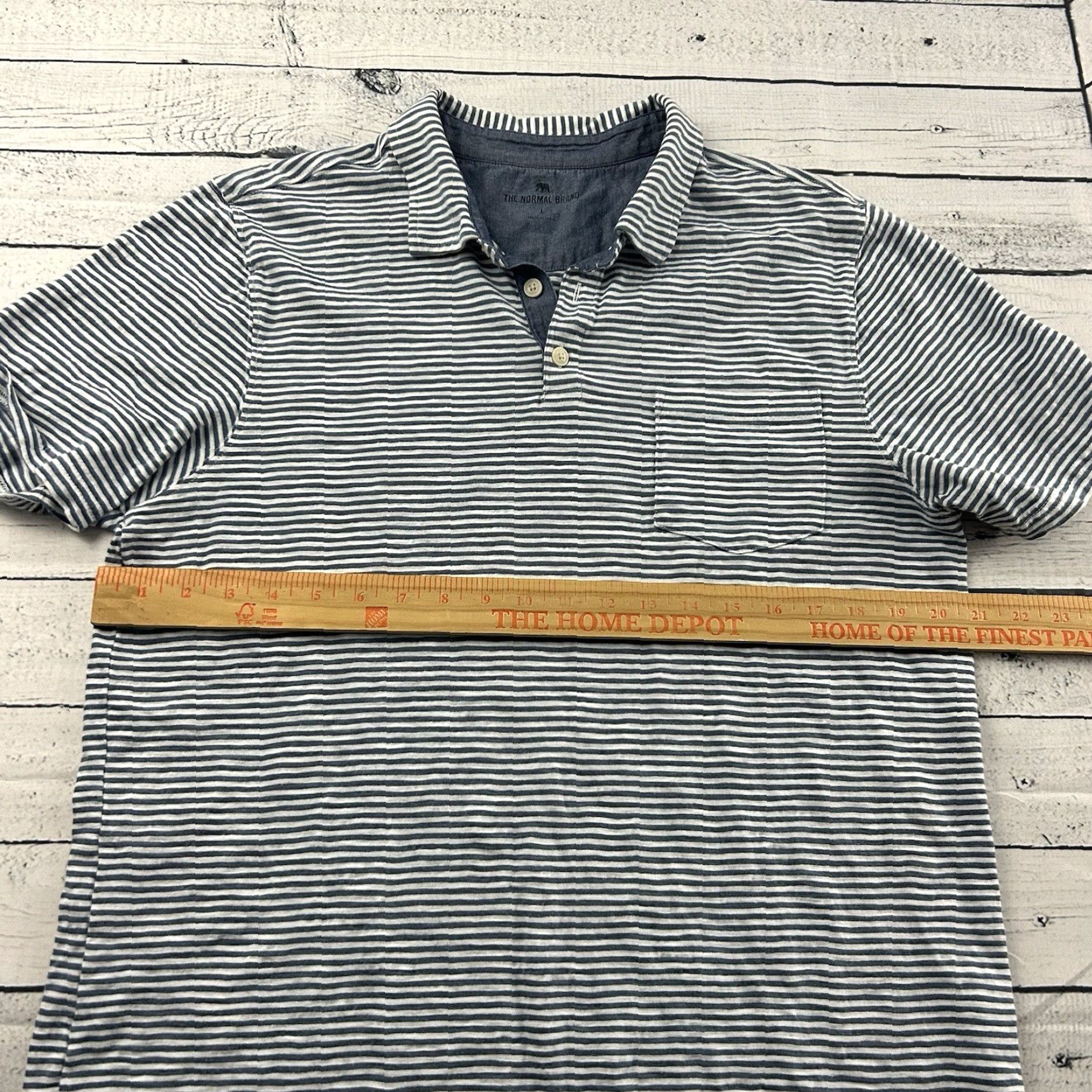 Vintage Normal Striped Short Sleeve Pocket Polo Shirt Men's L Blue White Size US L / EU 52-54 / 3 - 5 Thumbnail