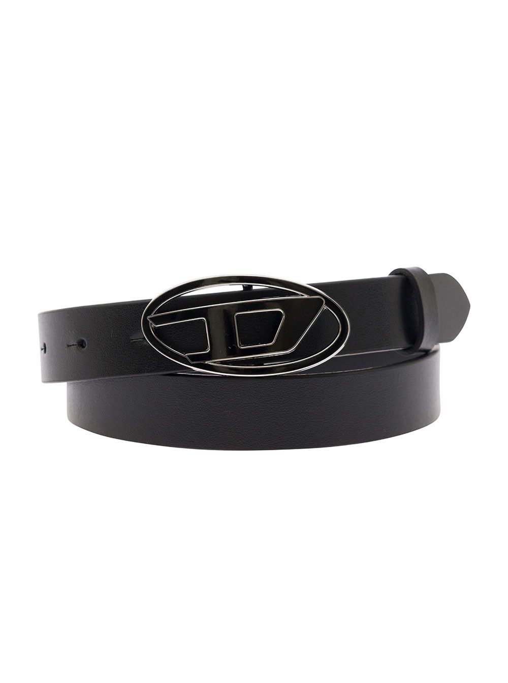 B-1DR' Black Belt with Oval D Buckle in Leather Woman