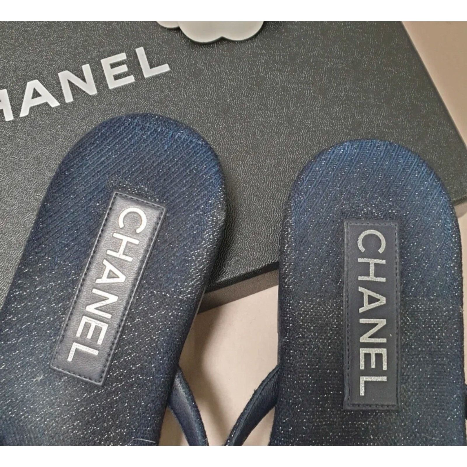 Chanel Chanel CC Crystal Shimmer Denim Thong Sandals Sz.39,5 Size US 8.5 / IT 38.5 - 2 Thumbnail