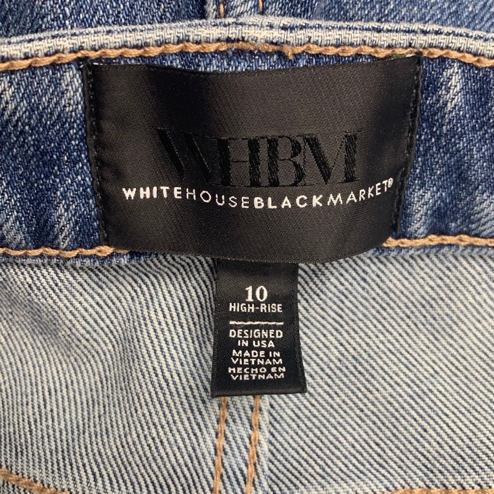 White House Black Market WHBM Womens Size 10 High Rise Straight Leg Denim Blue Jeans Size 32" / US 10 / IT 46 - 4 Thumbnail