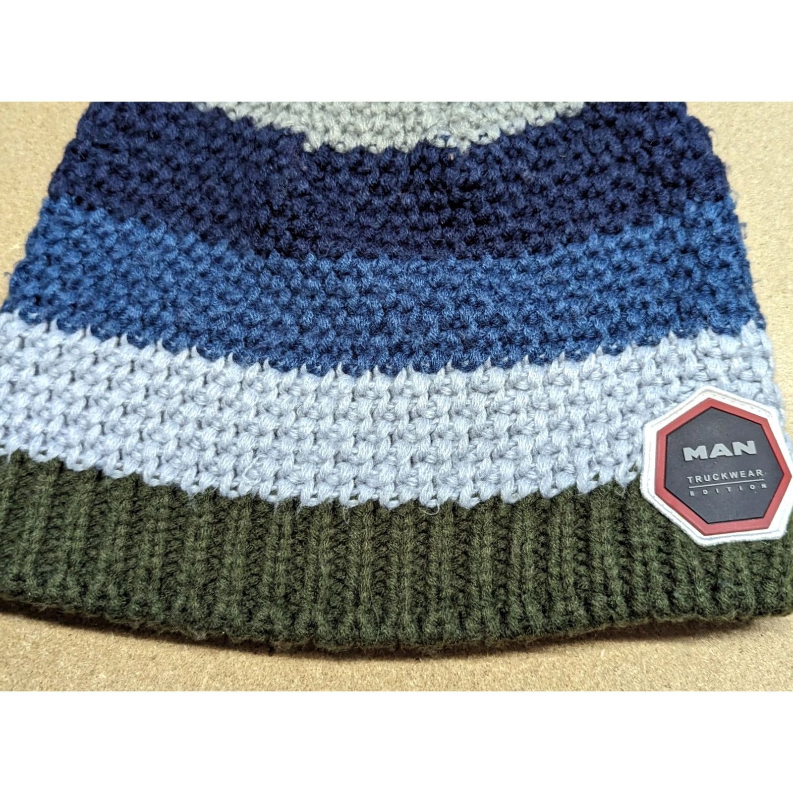 Vintage MAN Truckwear Edition Beanie Hat One Size Striped Pom Pom Lined Knitted Size ONE SIZE - 5 Thumbnail