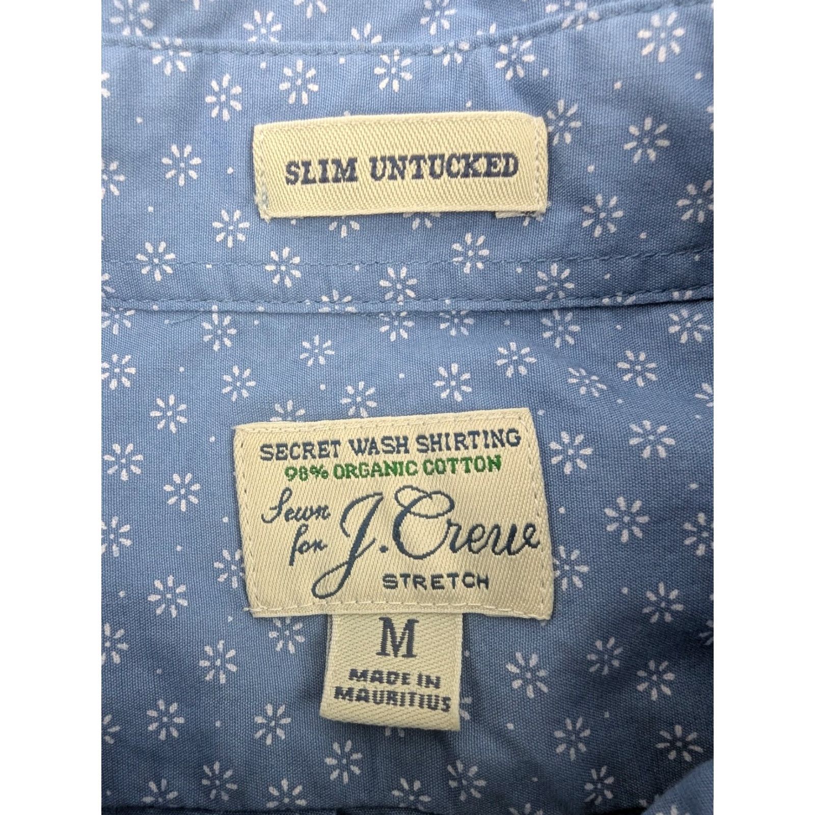 J.Crew J.CREW Shirt Mens M Floral Dots Slim Untucked Button-Down Organic Cotton Blue, Polka Dot, All Seasons, Classic, Preppy, Mens Size US M / EU 48-50 / 2 - 6 Thumbnail