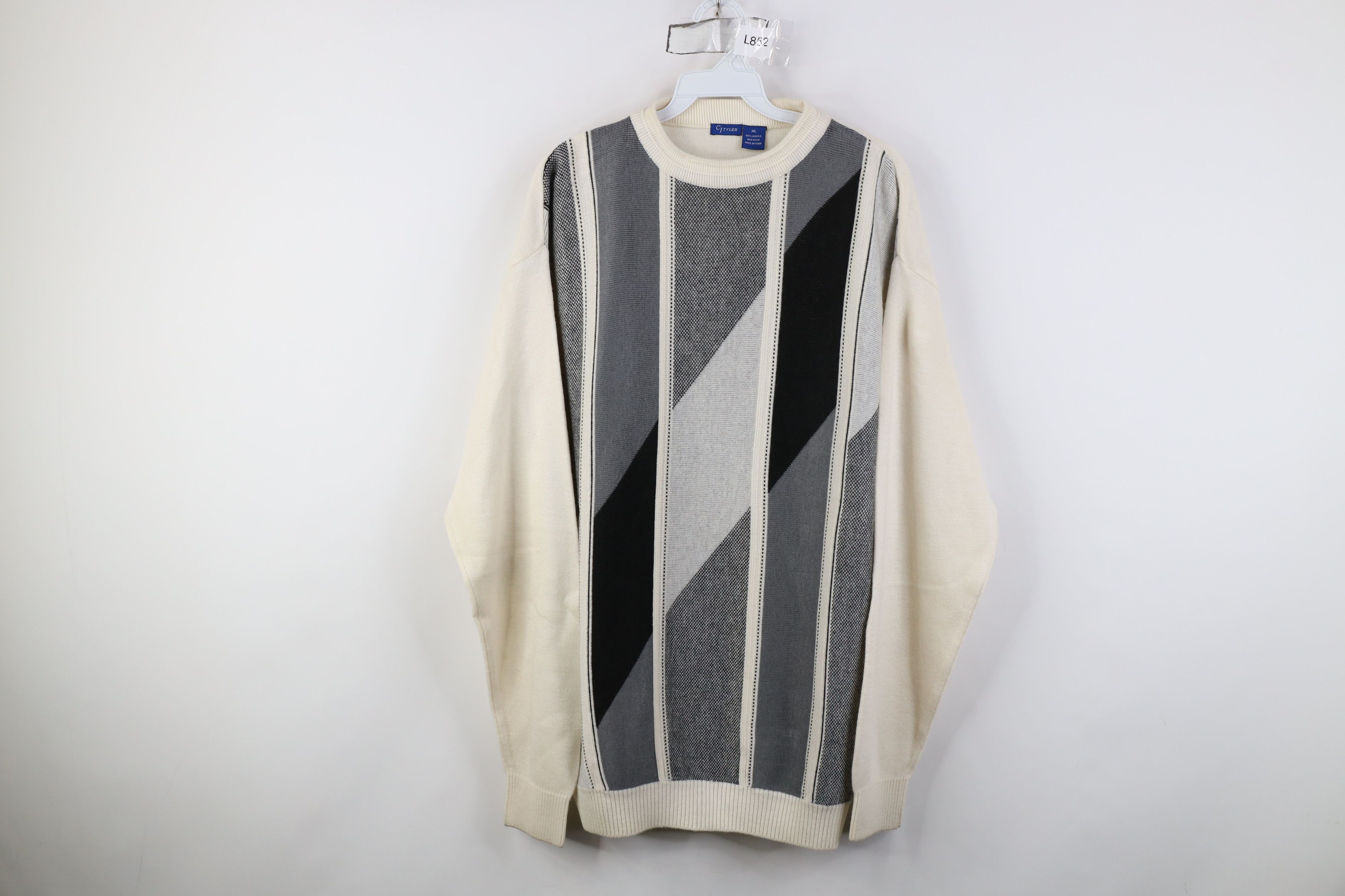 Vintage Vintage 90s Coogi Style Geometric Striped Knit Sweater Size US XL / EU 56 / 4 - 1 Thumbnail