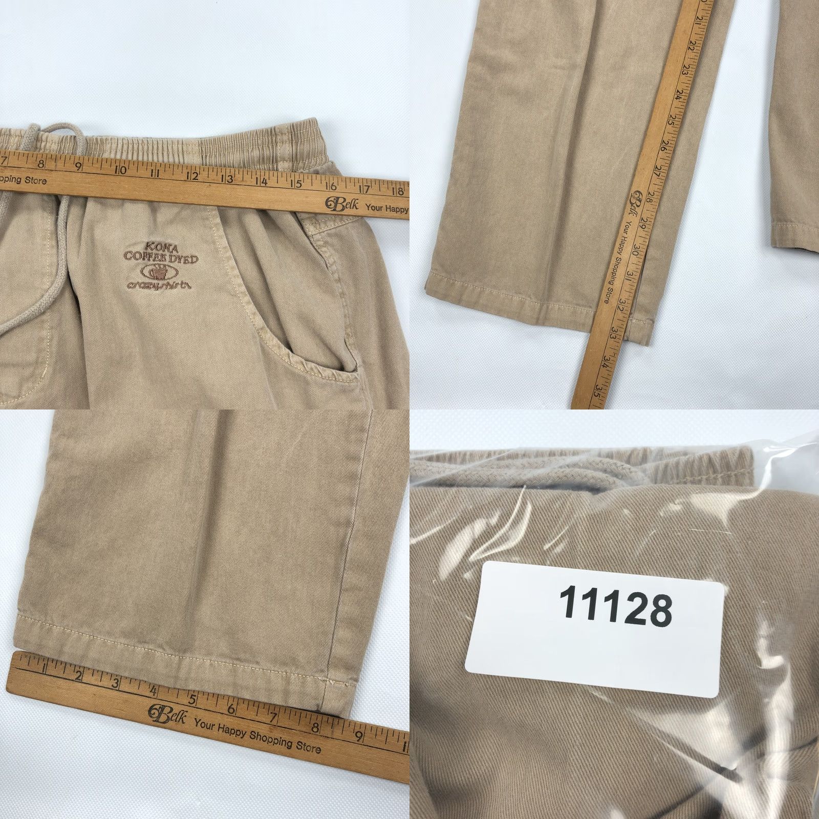 Vintage Crazy Shirts Pants Men's L Kona Coffee Dyed 100% Cotton Elastic Waist Drawstring Pockets Size US L / EU 52-54 / 3 - 8 Thumbnail