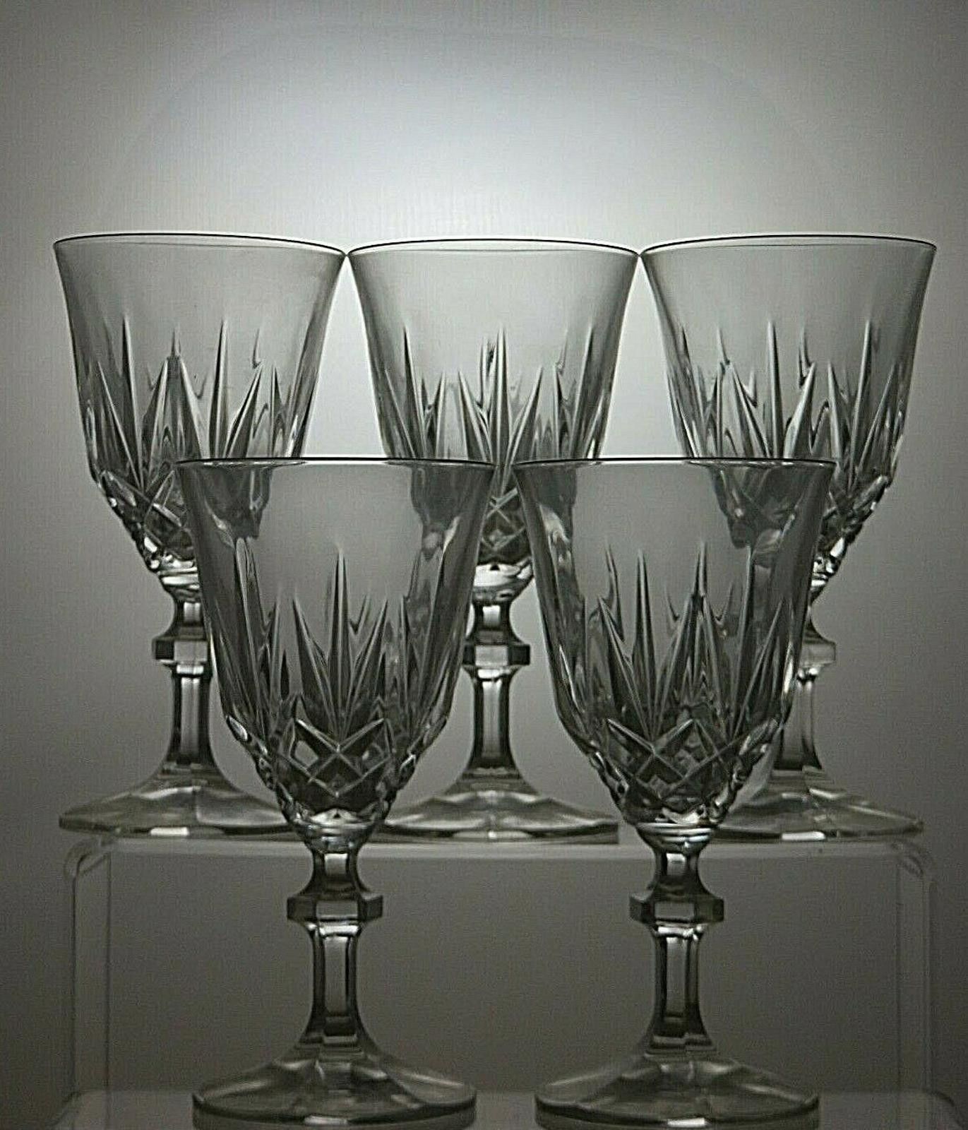 The Unbranded Brand Lead Crystal Cut Glass Set of 5 Wine Glasses 6 1/8" Size ONE SIZE - 3 Thumbnail