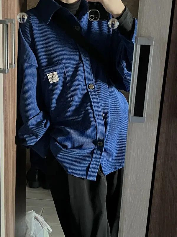 VIBE Streetwear style blue corduroy button up Size US XL / EU 56 / 4 - 3 Thumbnail