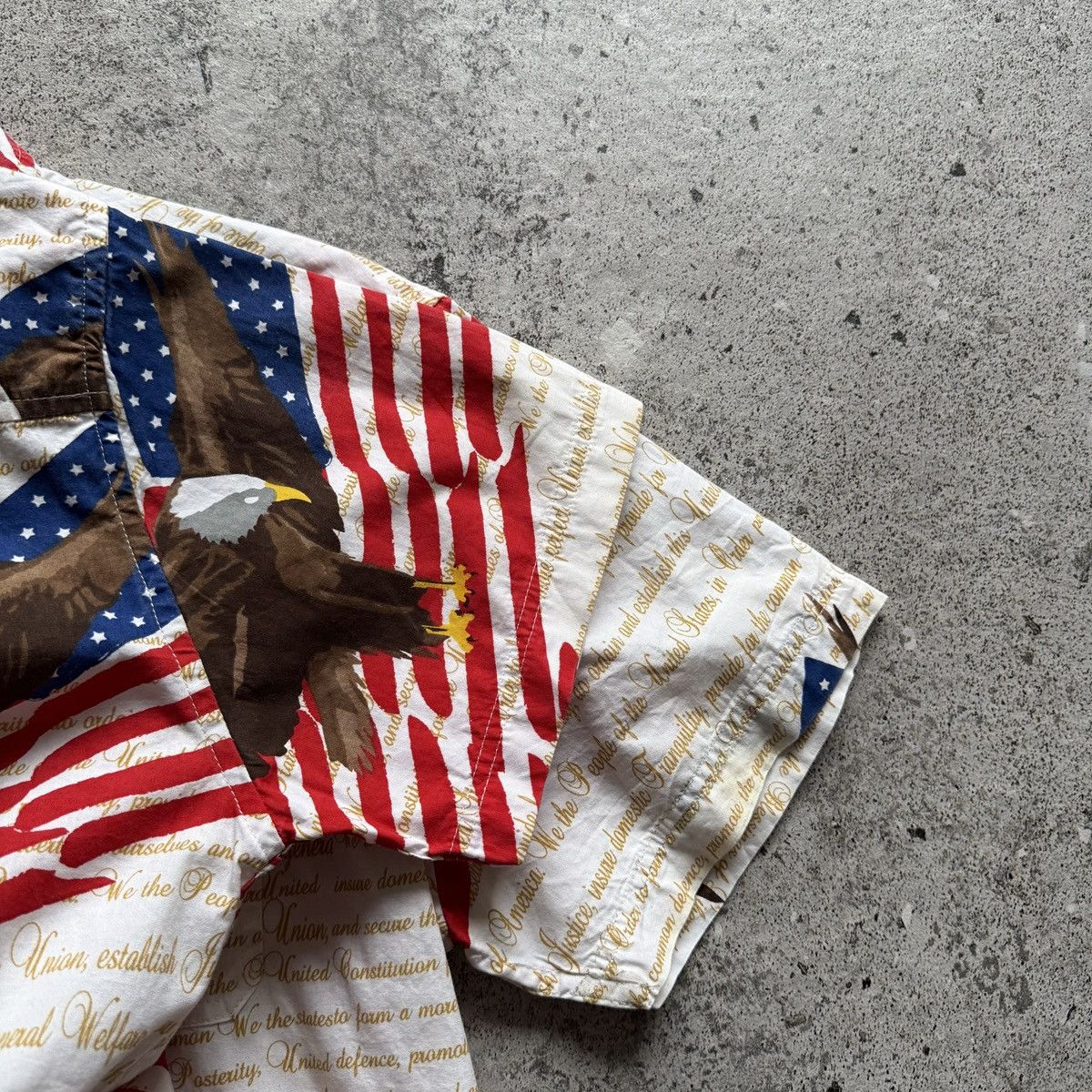 Other CR-24 White Mens USA Flag Eagle Print Button Up Shirt Size US S / EU 44-46 / 1 - 4 Thumbnail