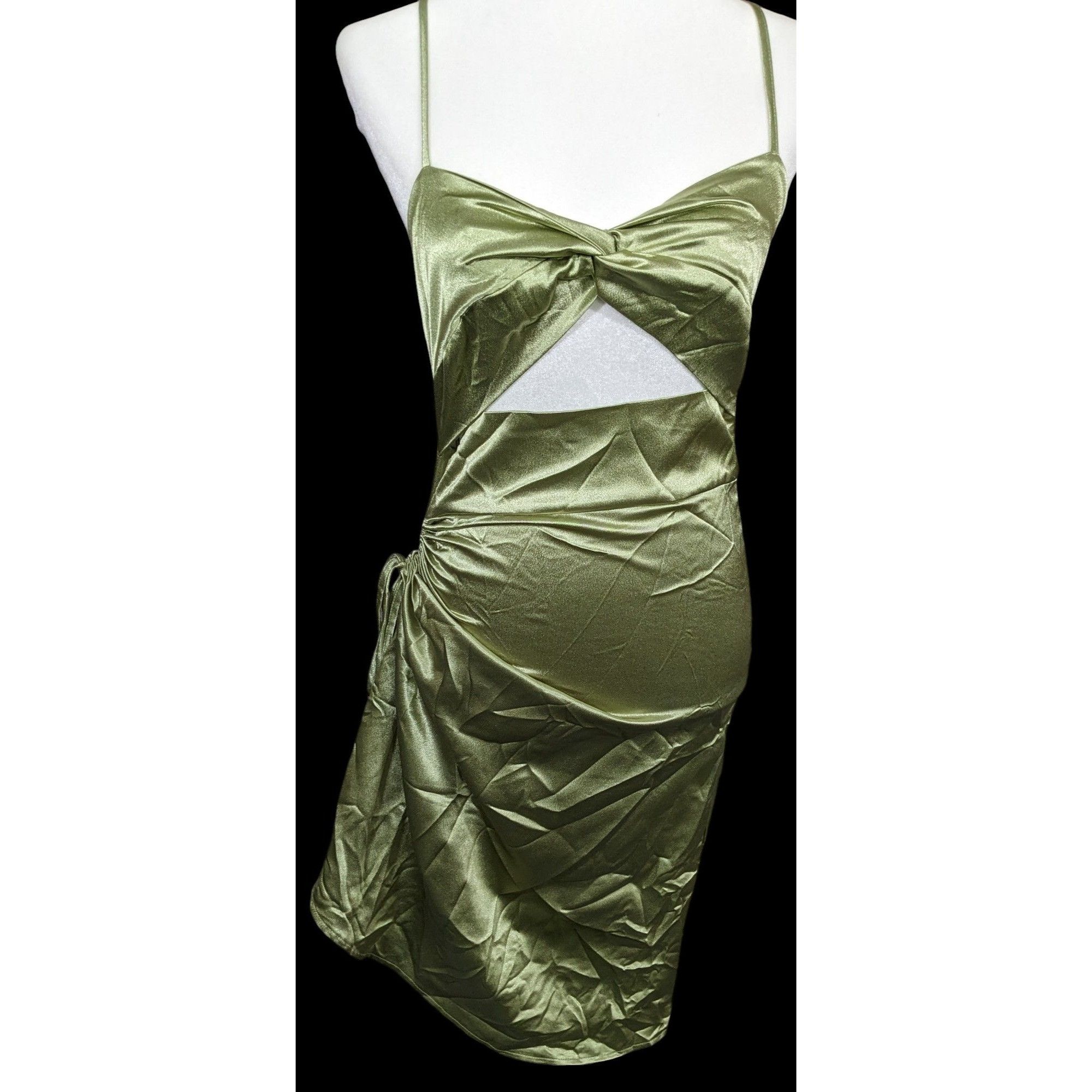 Other Elegant Open Midriff Green Satin Formal Dress Size S / US 4 / IT 40 - 5 Thumbnail