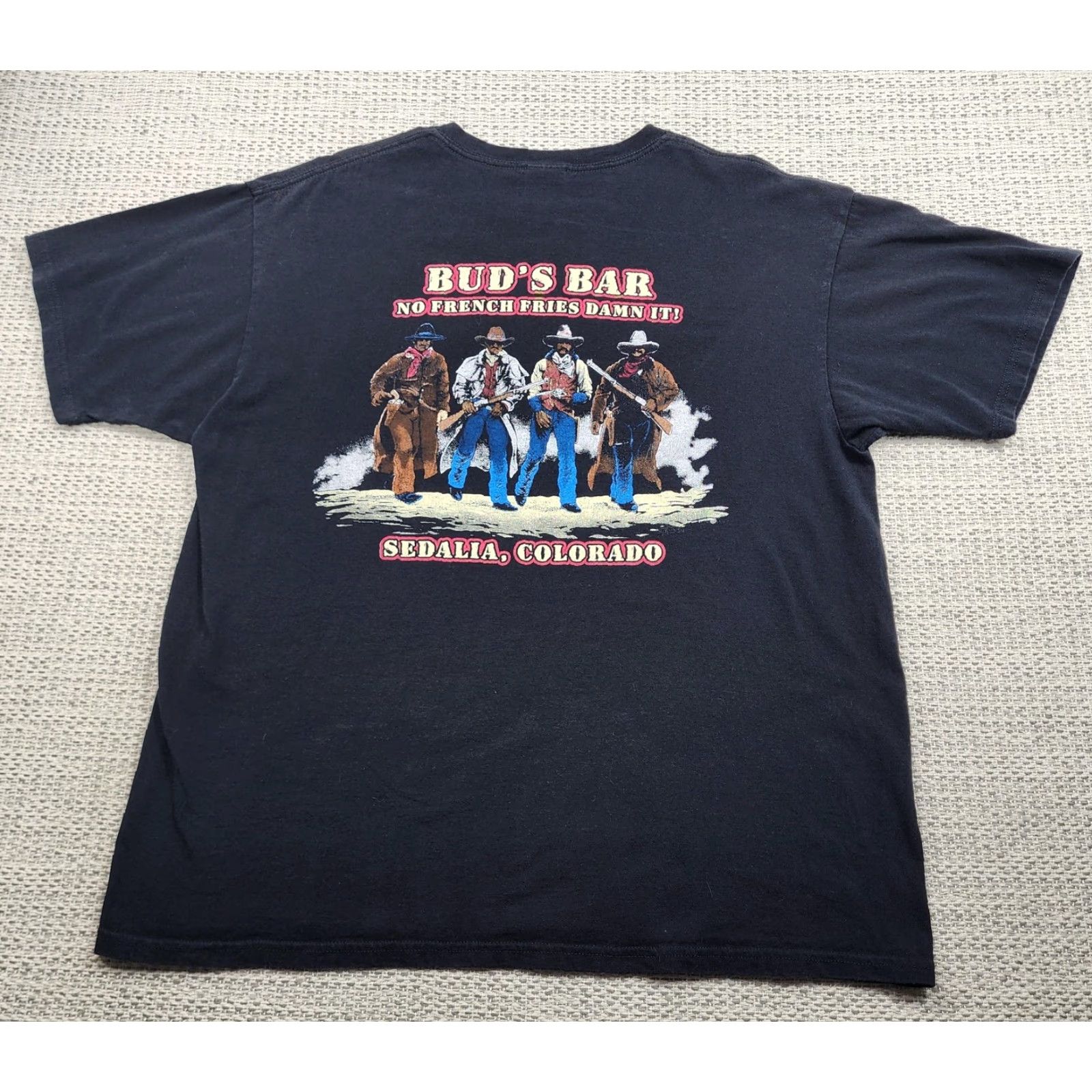 Anvil Buds Bar Shirt Mens XL Black Pocket Graphic Beer Booze Burgers Anvil Cotton Shirt Mens XL Black Pocket Graphic Tee Buds Bar Graphic Tee Size US XL / EU 56 / 4 - 2 Thumbnail