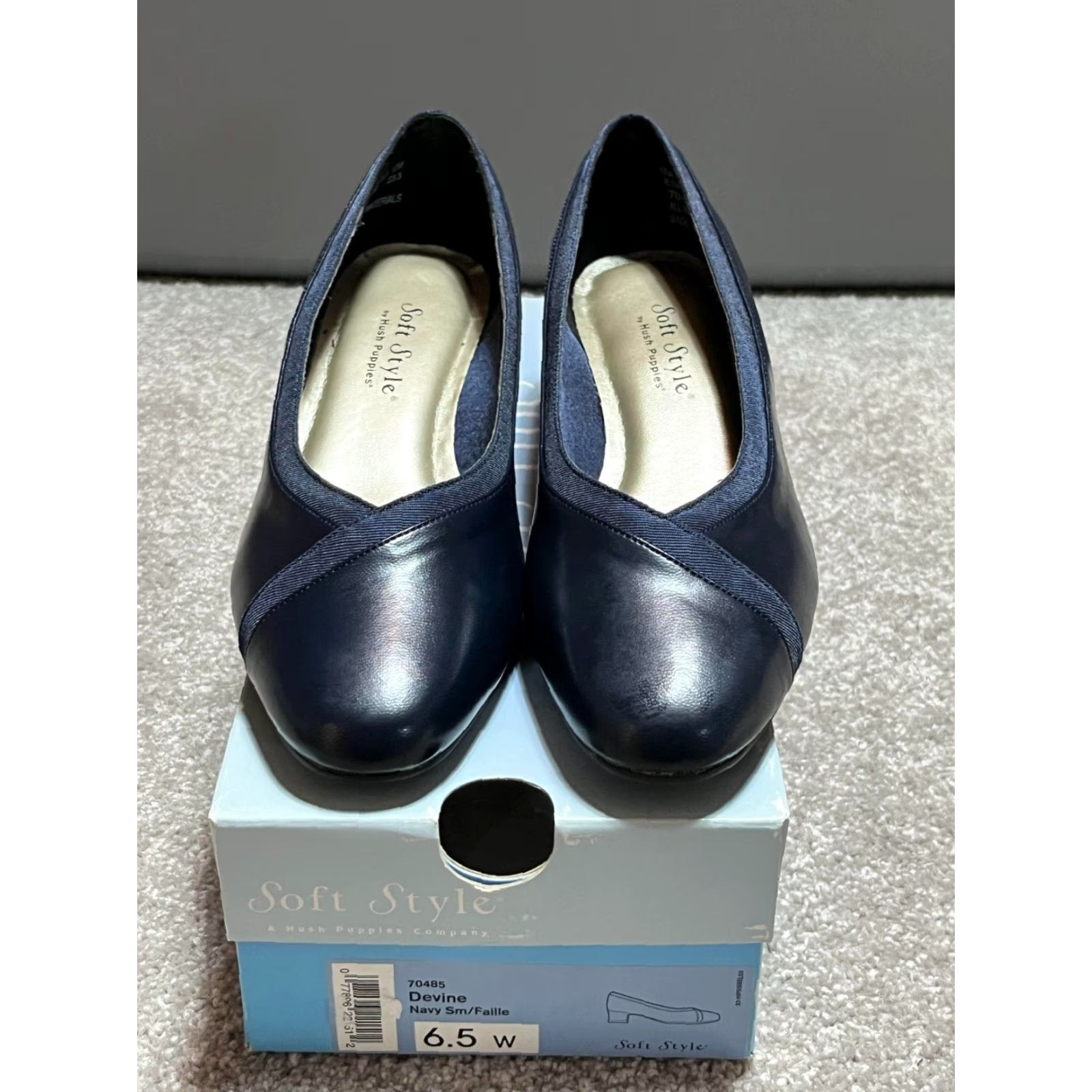 Soft Style by Hush Puppies Pump Heels Women 6.5 W Blue 70485 Devine Slip On Cuban Heel 1.5 in Shoes Women