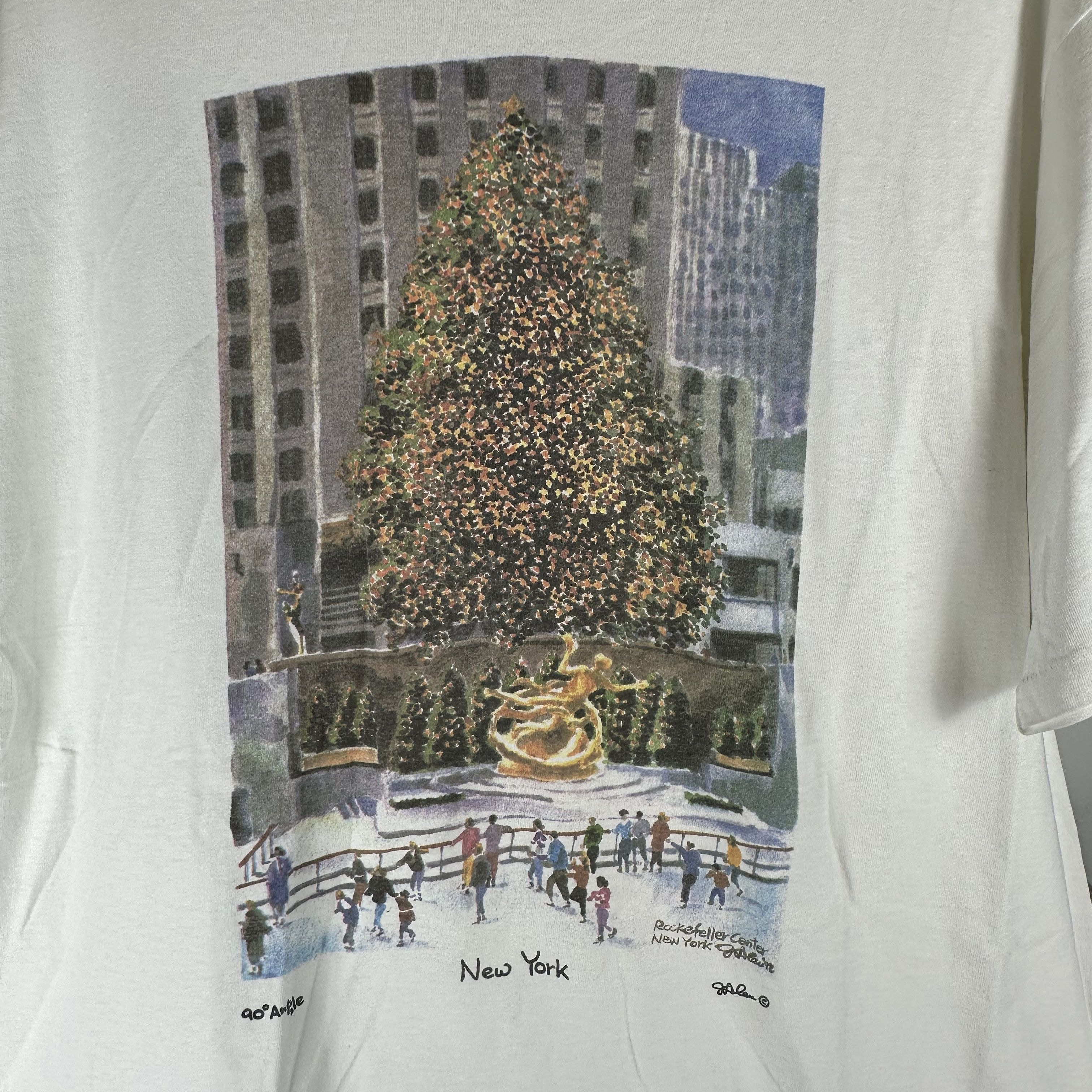 Vintage 1990 New York Rockefeller Center Artwork Graphic T-Shirt Size US XL / EU 56 / 4 - 2 Thumbnail