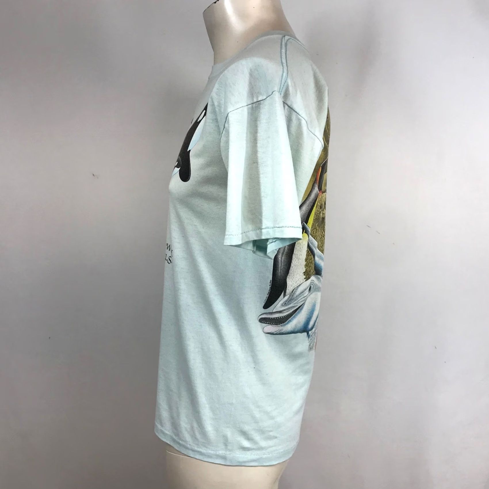 Vintage VINTAGE Marine World Africa U.S.A. T-Shirt Women M Light Blue Animal Graphic 80s Tee Size M / US 6-8 / IT 42-44 - 5 Thumbnail